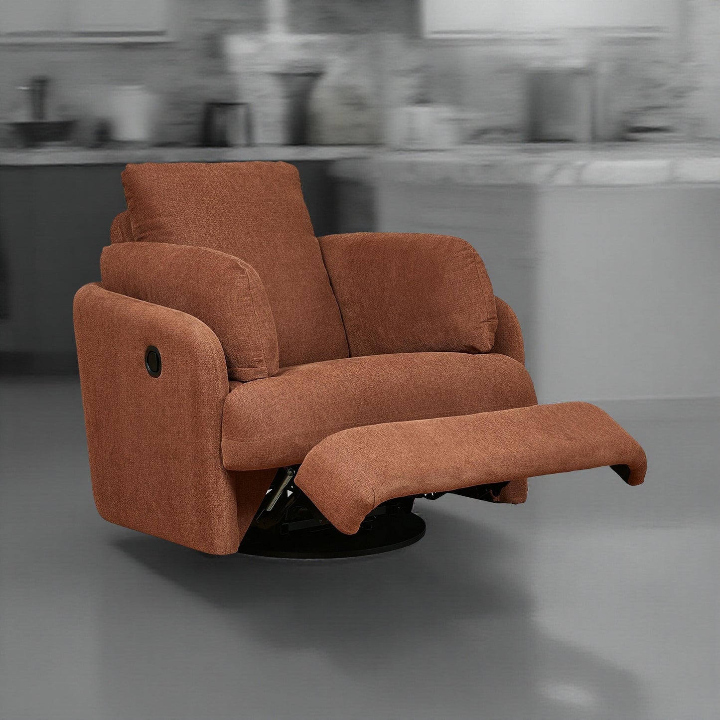 Meso Swivel Manual Glider Recliner Chair, Orange Nuvella Polyester
