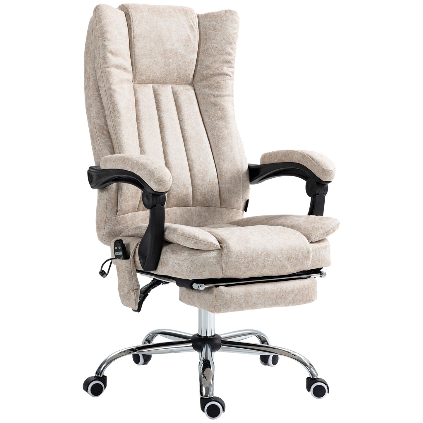Microfibre 360° Swivel Massage Office Recliner with Vibration Massage, Heating, Footrest, Adjustable Height