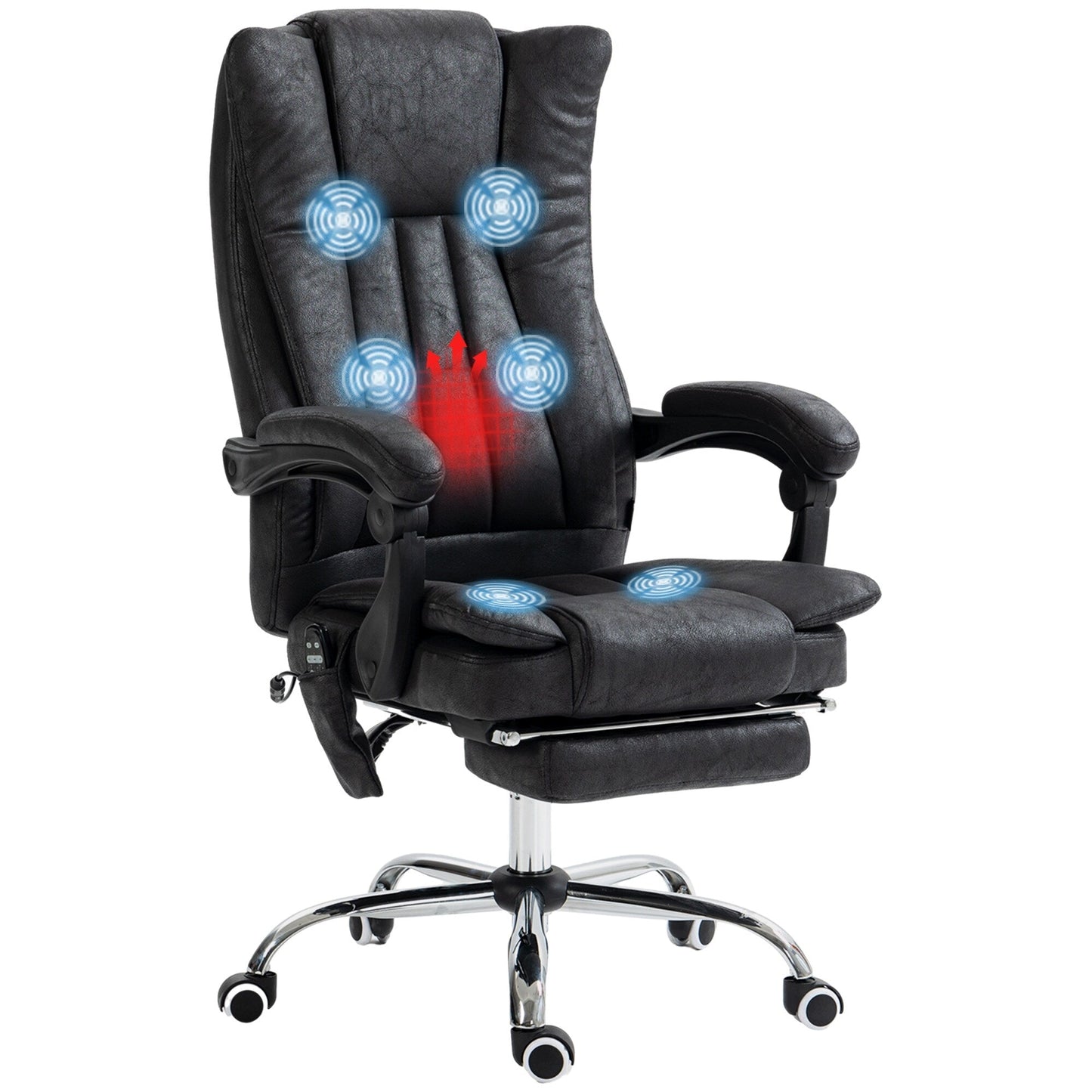 Microfibre 360° Swivel Massage Office Recliner with Vibration Massage, Heating, Footrest, Adjustable Height