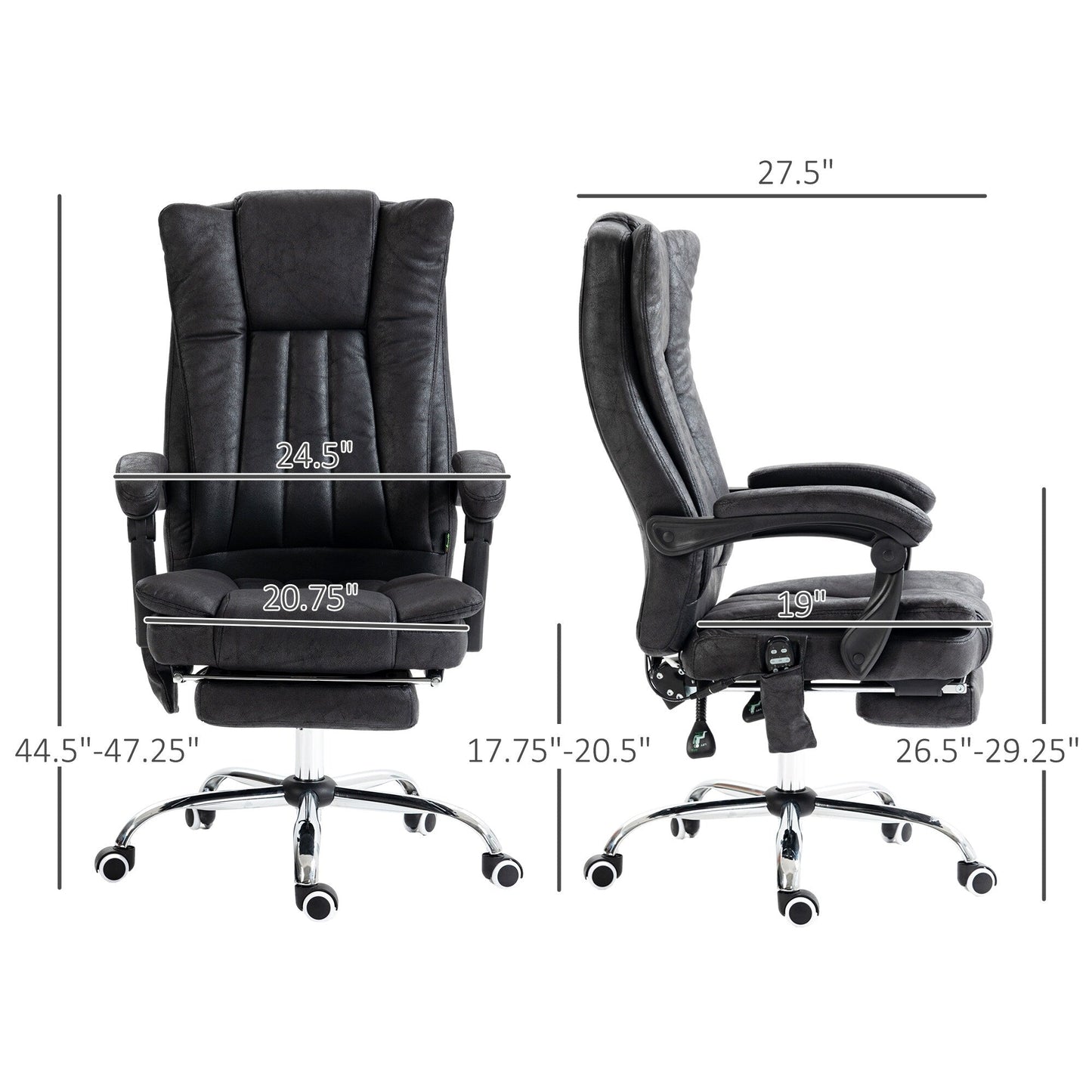 Microfibre 360° Swivel Massage Office Recliner with Vibration Massage, Heating, Footrest, Adjustable Height