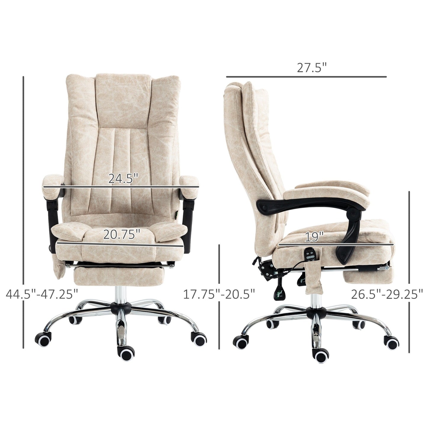 Microfibre 360° Swivel Massage Office Recliner with Vibration Massage, Heating, Footrest, Adjustable Height