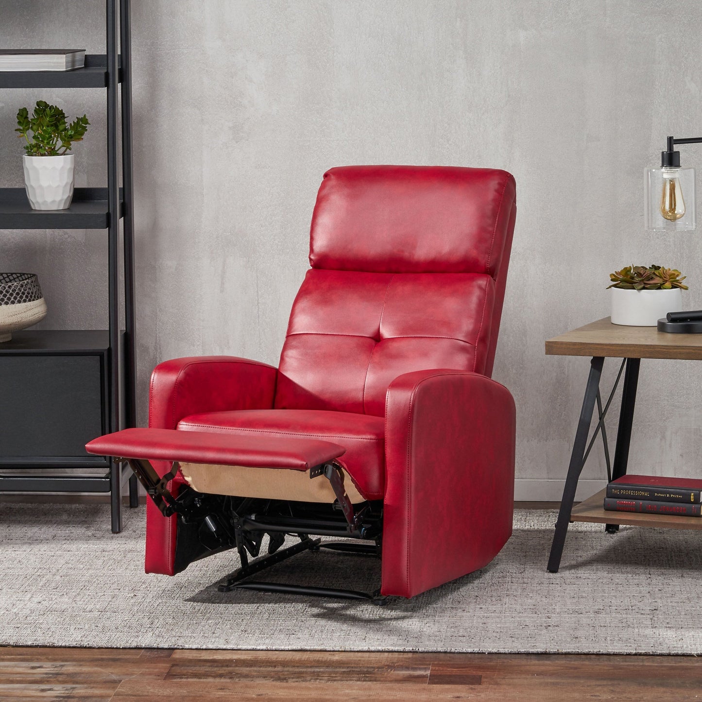 Minimalist Lever?Action Recliner Chair with Smooth Upholstery