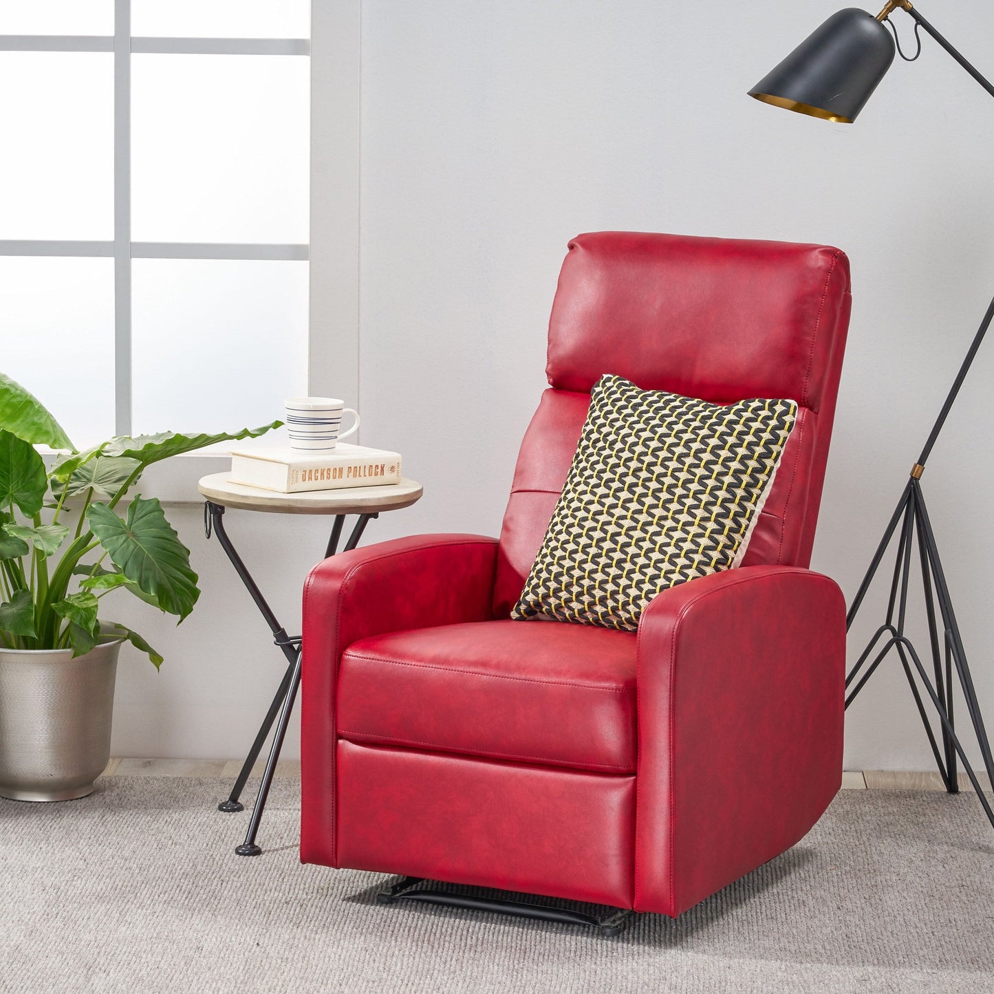 Minimalist Lever?Action Recliner Chair with Smooth Upholstery