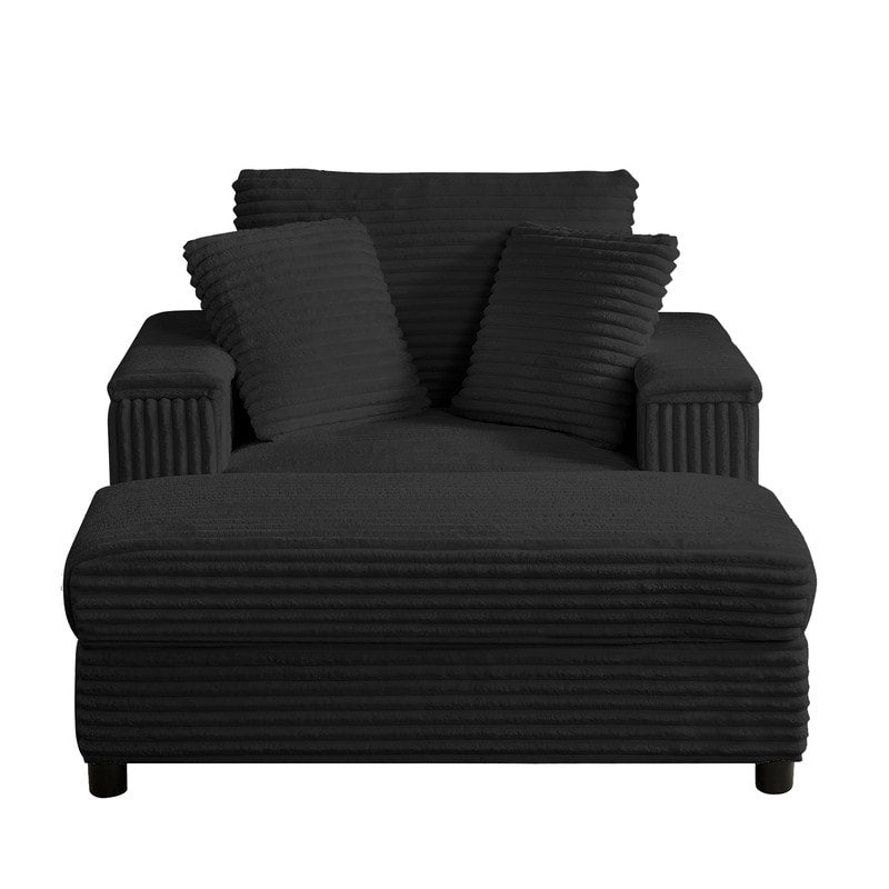 Mixoy 42ââCorduroy Chaise Lounge Chair with Storage Ottoman&Armrests,Upholstered Sleeper Reclining Chair