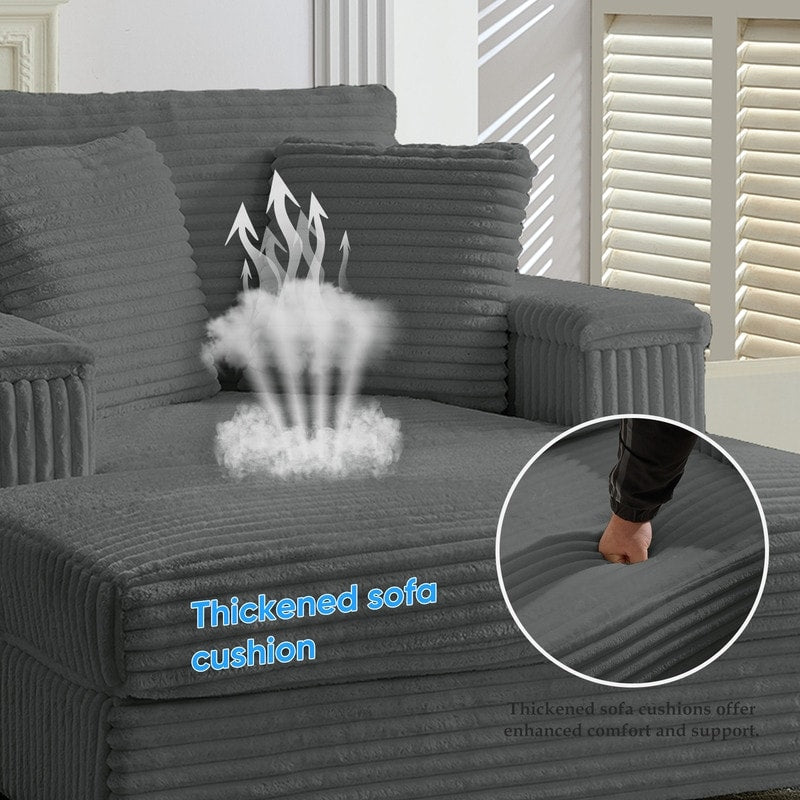 Mixoy 42ââCorduroy Chaise Lounge Chair with Storage Ottoman&Armrests,Upholstered Sleeper Reclining Chair