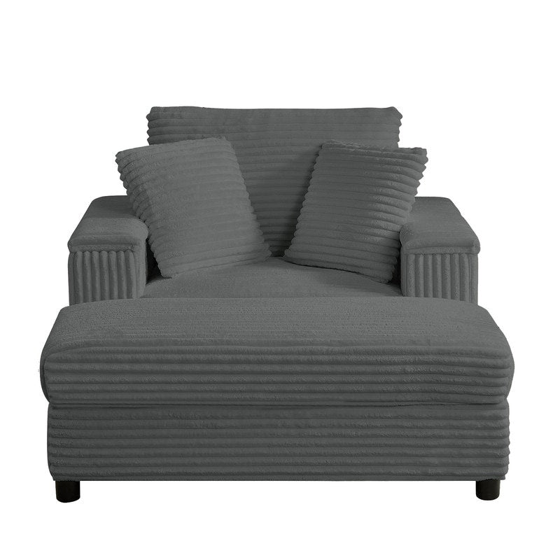 Mixoy 42ââCorduroy Chaise Lounge Chair with Storage Ottoman&Armrests,Upholstered Sleeper Reclining Chair