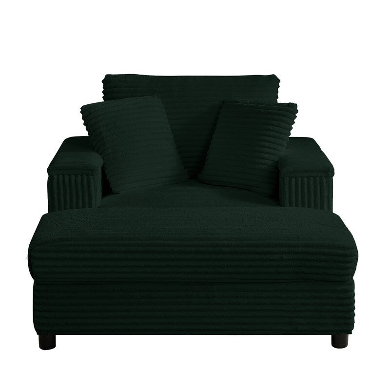 Mixoy 42ââCorduroy Chaise Lounge Chair with Storage Ottoman&Armrests,Upholstered Sleeper Reclining Chair