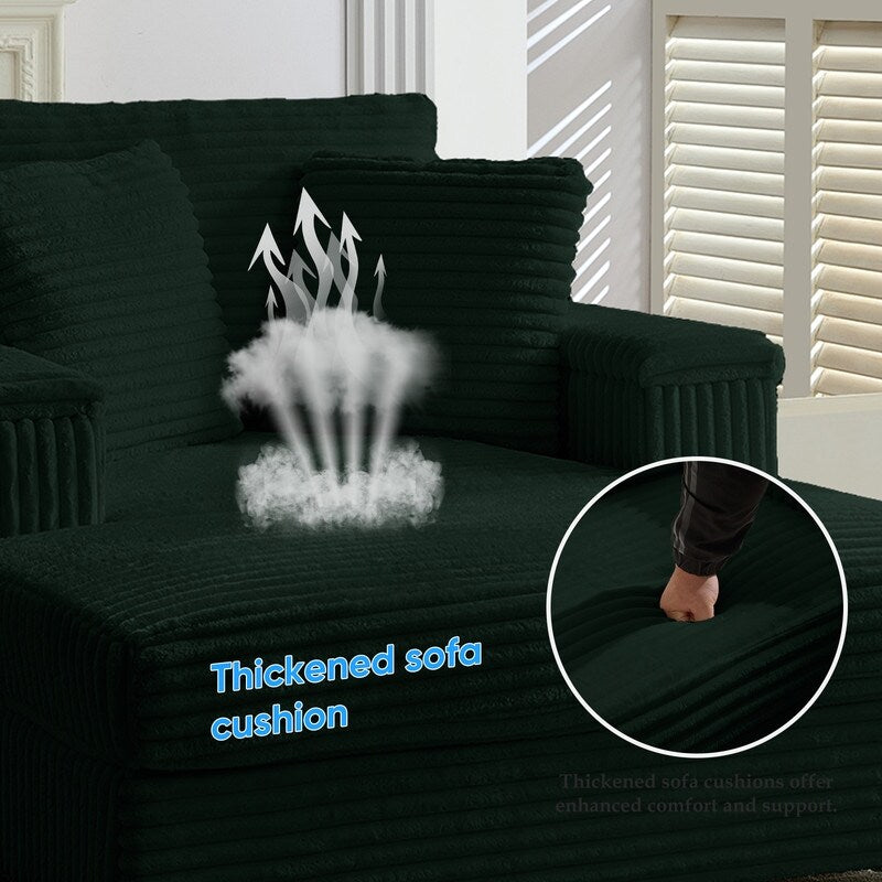 Mixoy 42ââCorduroy Chaise Lounge Chair with Storage Ottoman&Armrests,Upholstered Sleeper Reclining Chair