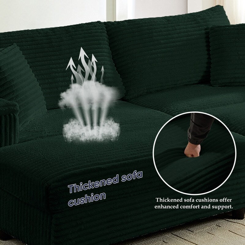 Mixoy 85ââCorduroy Loveseat Chaise Lounge with Storage Ottoman&Armrests,Upholstered 2-Seater Sleeper Reclining Chair Indoor