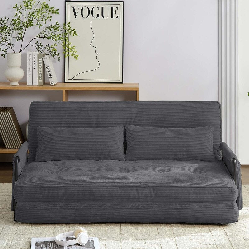Mixoy Muti-Functional Folding Floor Sofa Bed,3-Seater with Loveseat Lazy Sofa,6 Position Adjustable Backrest
