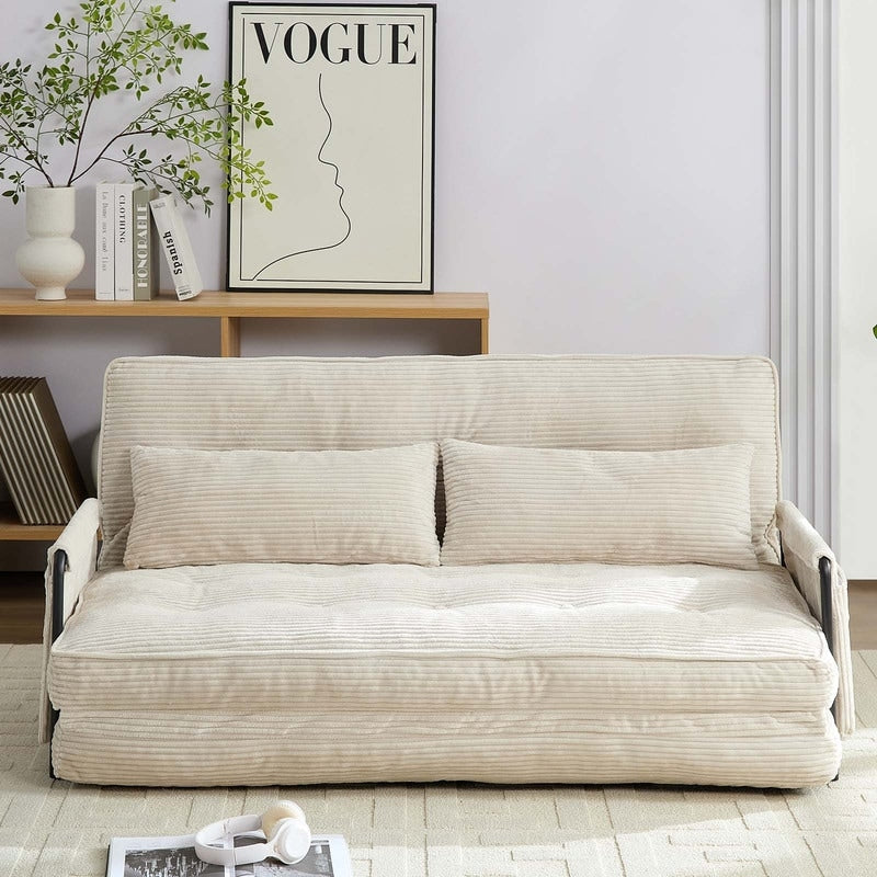 Mixoy Muti-Functional Folding Floor Sofa Bed,3-Seater with Loveseat Lazy Sofa,6 Position Adjustable Backrest