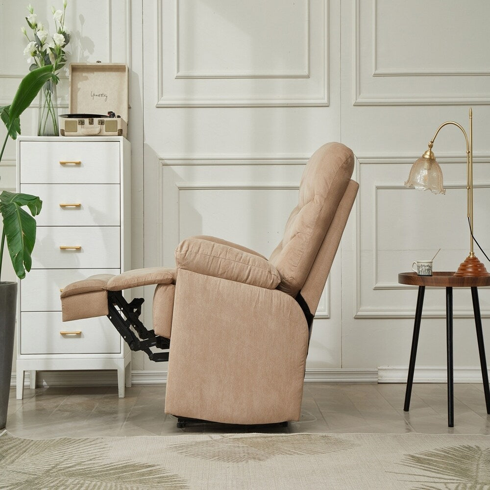 Mocha Manual Recliner Chair, Pillow Arms for Bedroom Living