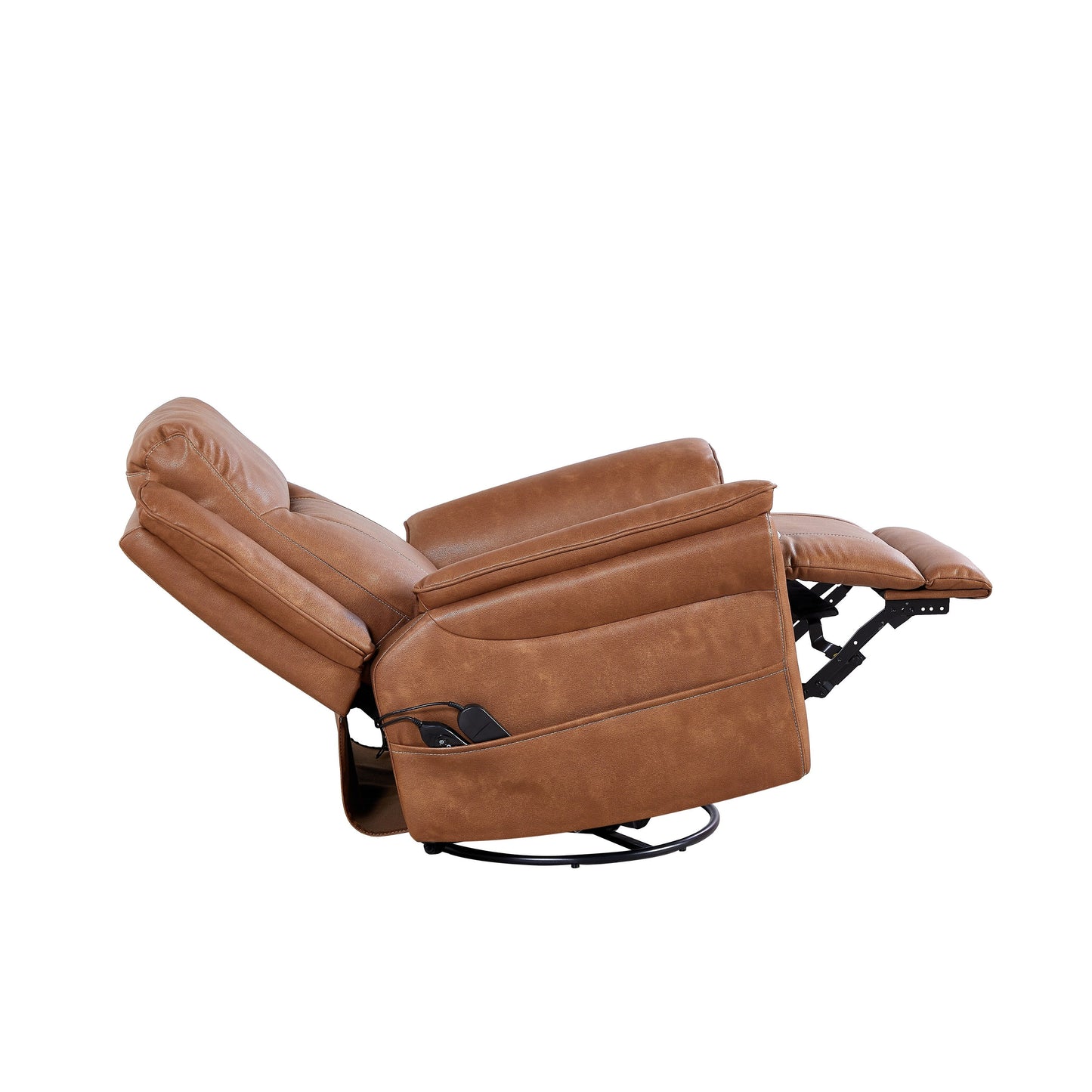 Modern 240 Degree Swivel Electric Swivel Recliner Chair with Heated Lumbar Support, Vibration Massage and Extendable Footrest