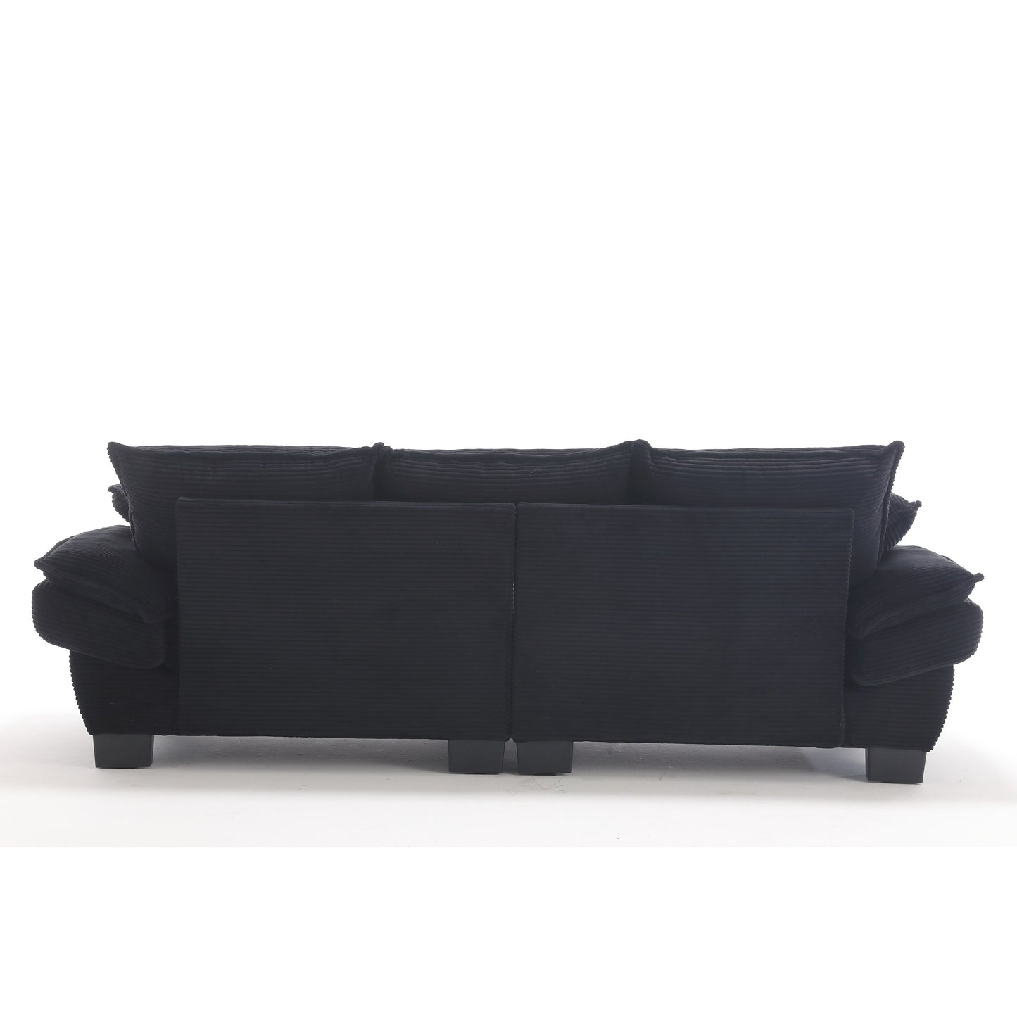 Modern 88.6 Corduroy 3-seater Sailboat Sofa with Two Pillows and Wide Plastic Feet for Living Room