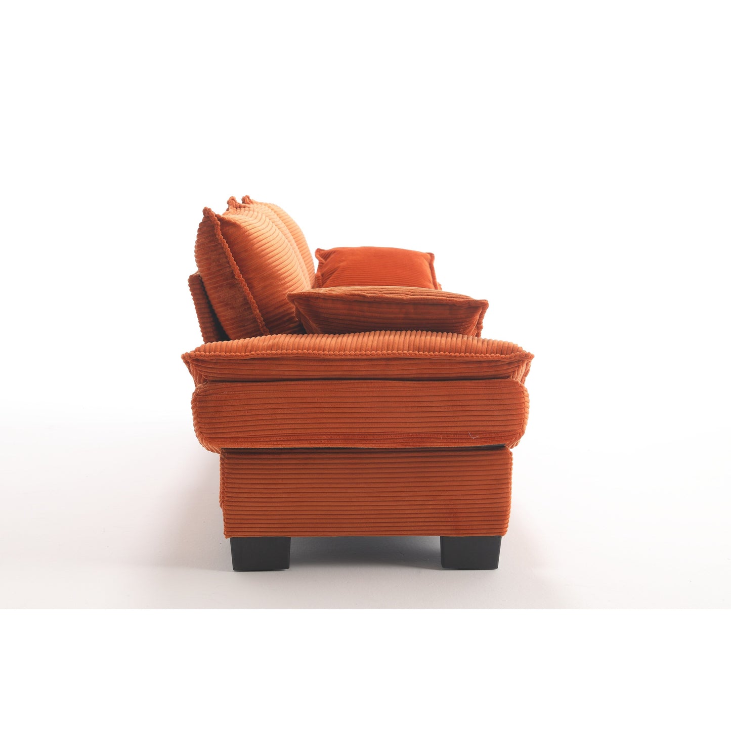 Modern 88.6 Corduroy 3-seater Sailboat Sofa with Two Pillows and Wide Plastic Feet for Living Room