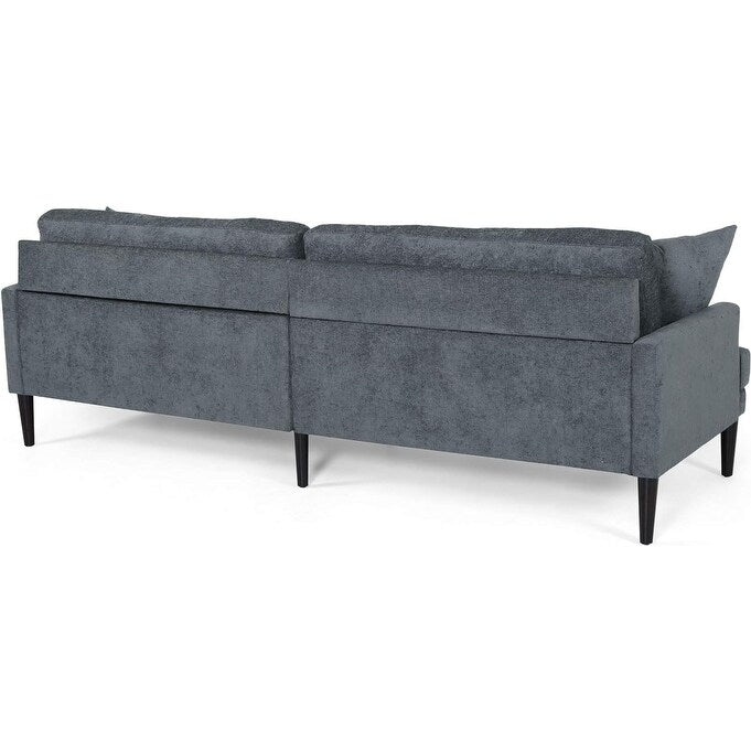 Modern 96.25 Upholstered 3-seater Sofa with Wood Legs and Accent Pillows for Living Room