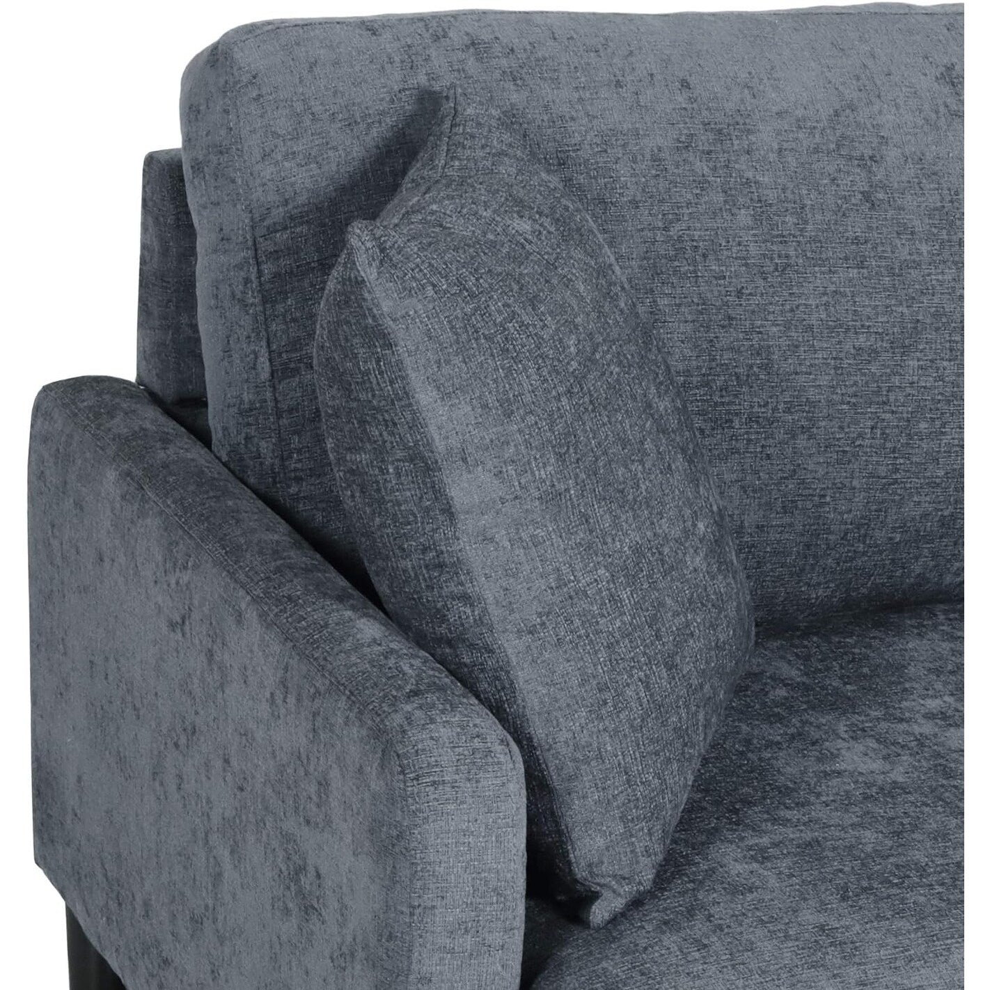 Modern 96.25 Upholstered 3-seater Sofa with Wood Legs and Accent Pillows for Living Room