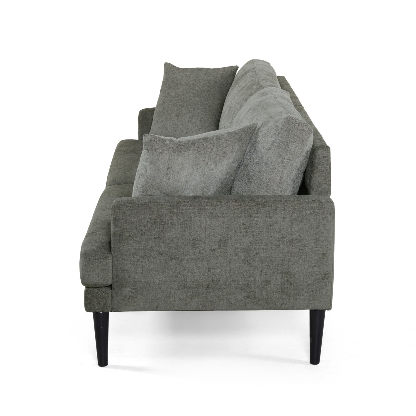 Modern 96.25 Upholstered 3-seater Sofa with Wood Legs and Accent Pillows for Living Room
