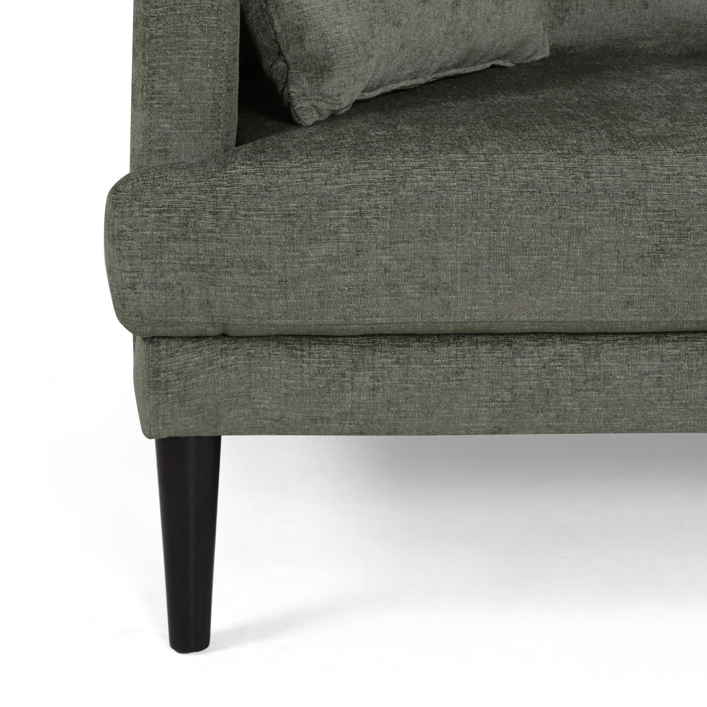 Modern 96.25 Upholstered 3-seater Sofa with Wood Legs and Accent Pillows for Living Room