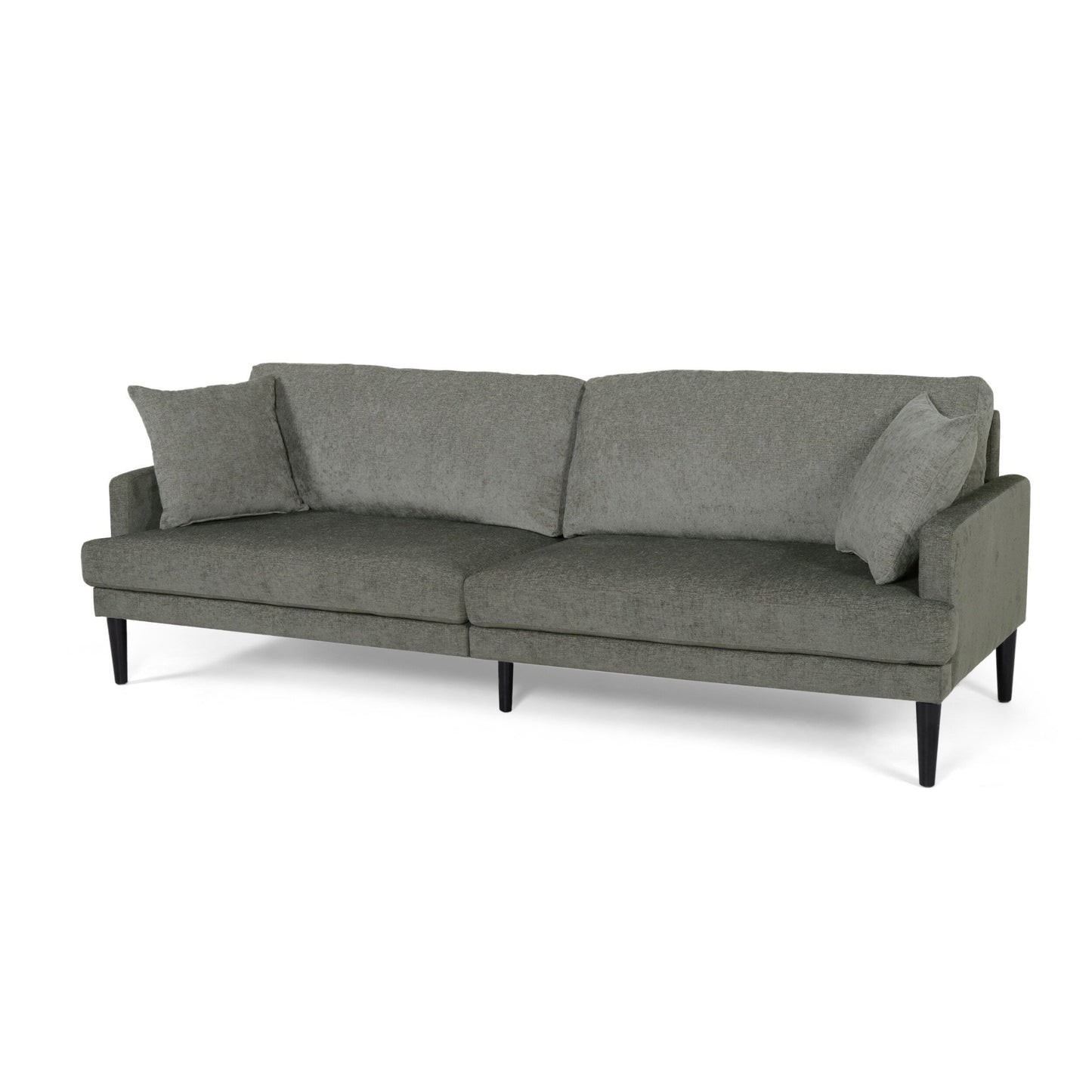 Modern 96.25 Upholstered 3-seater Sofa with Wood Legs and Accent Pillows for Living Room