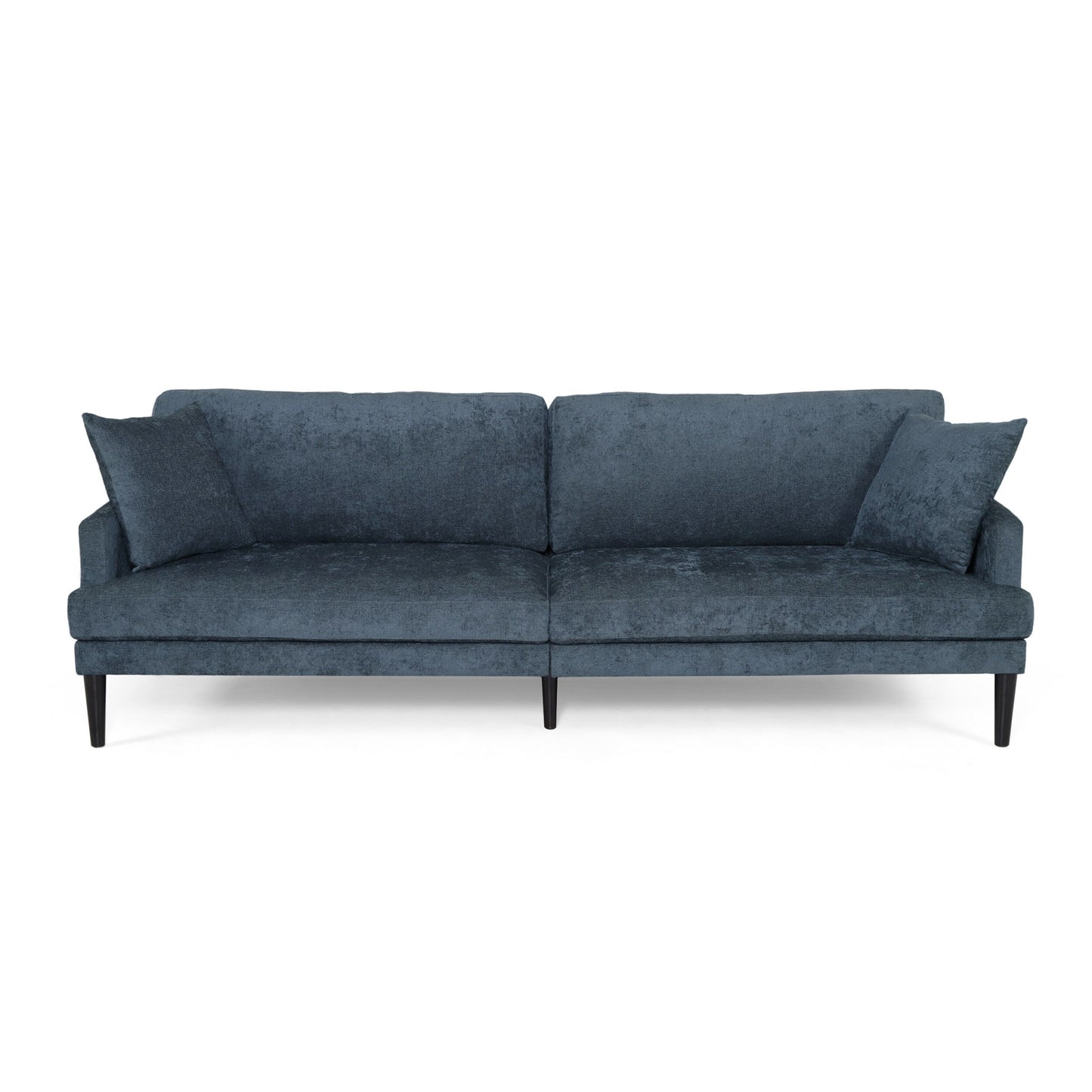 Modern 96.25 Upholstered 3-seater Sofa with Wood Legs and Accent Pillows for Living Room