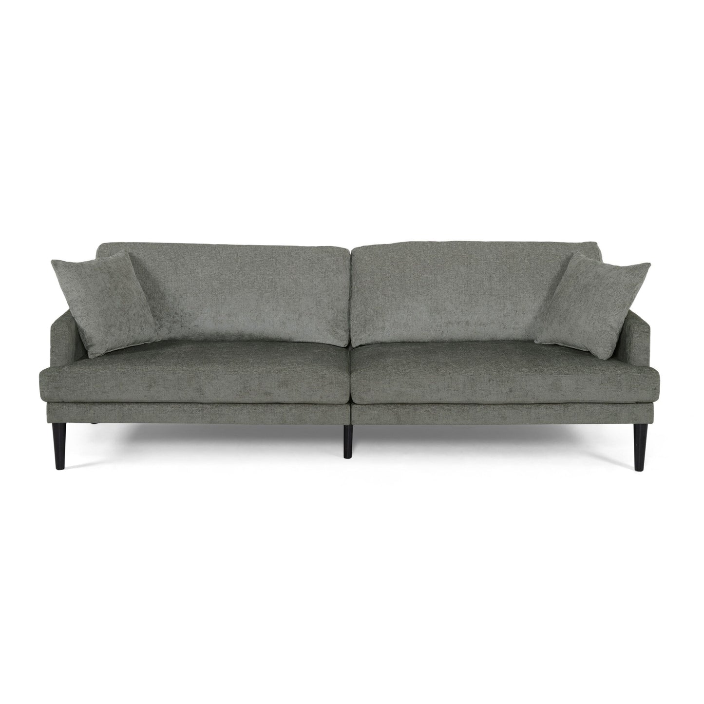 Modern 96.25 Upholstered 3-seater Sofa with Wood Legs and Accent Pillows for Living Room