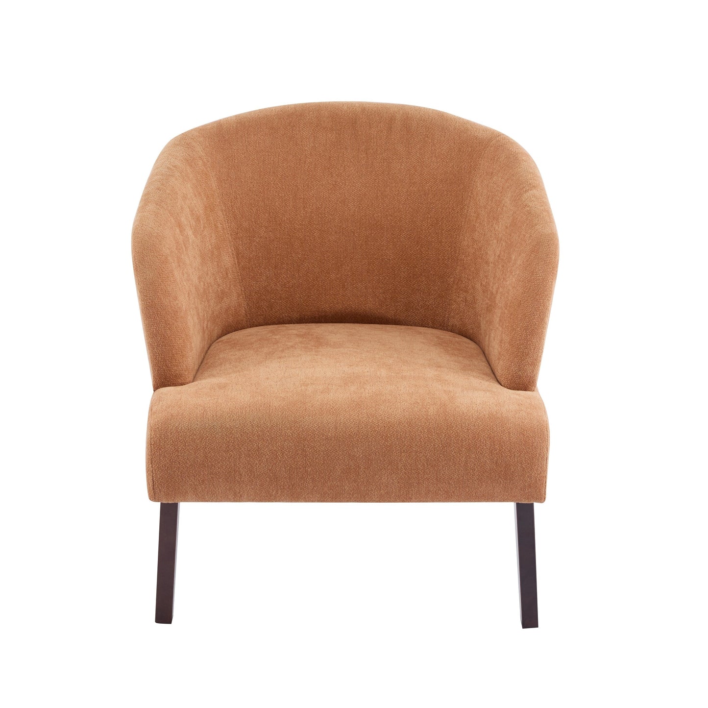 Modern Accent Chair with Round Back & Wooden Legs - Mid-Century Inspired Lounge Chair or Office - Soft Fabric Upholstery