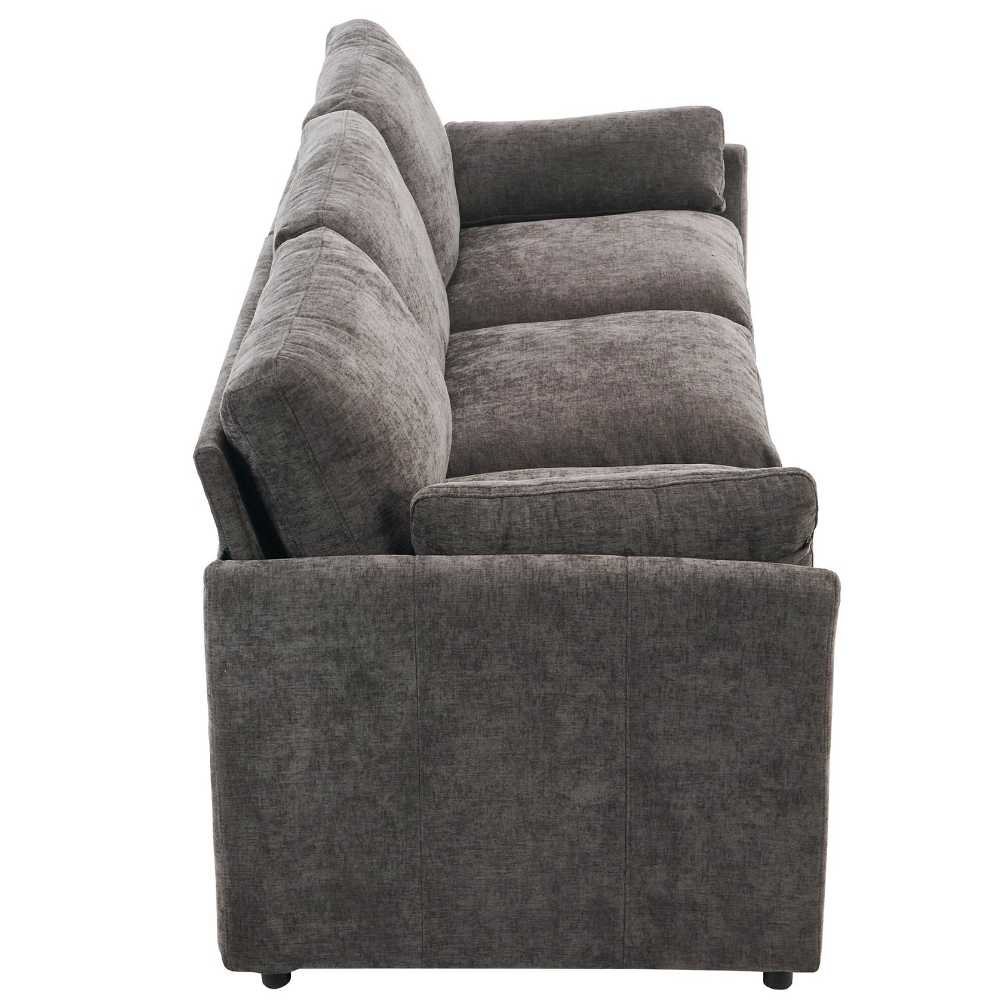 Modern Chenille Comfy Upholstered 3-Seat Sofa, Comfy Cloud 3-seater Sofa w2 Lumbar Pillow Plush Cushion Sofa Couch