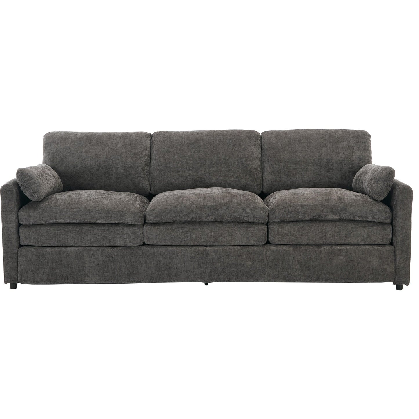 Modern Chenille Comfy Upholstered 3-Seat Sofa, Comfy Cloud 3-seater Sofa w2 Lumbar Pillow Plush Cushion Sofa Couch