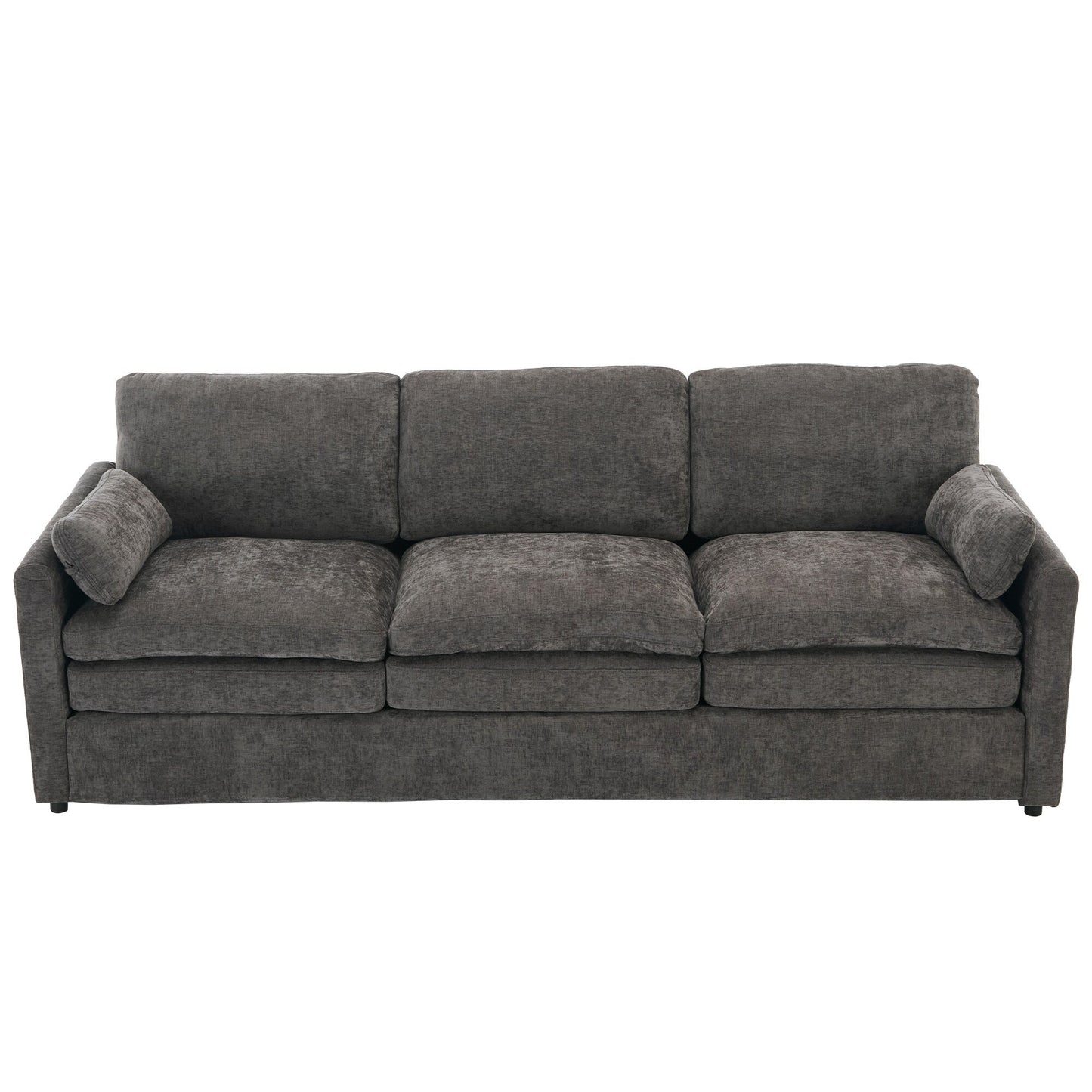 Modern Chenille Comfy Upholstered 3-Seat Sofa, Comfy Cloud 3-seater Sofa w2 Lumbar Pillow Plush Cushion Sofa Couch