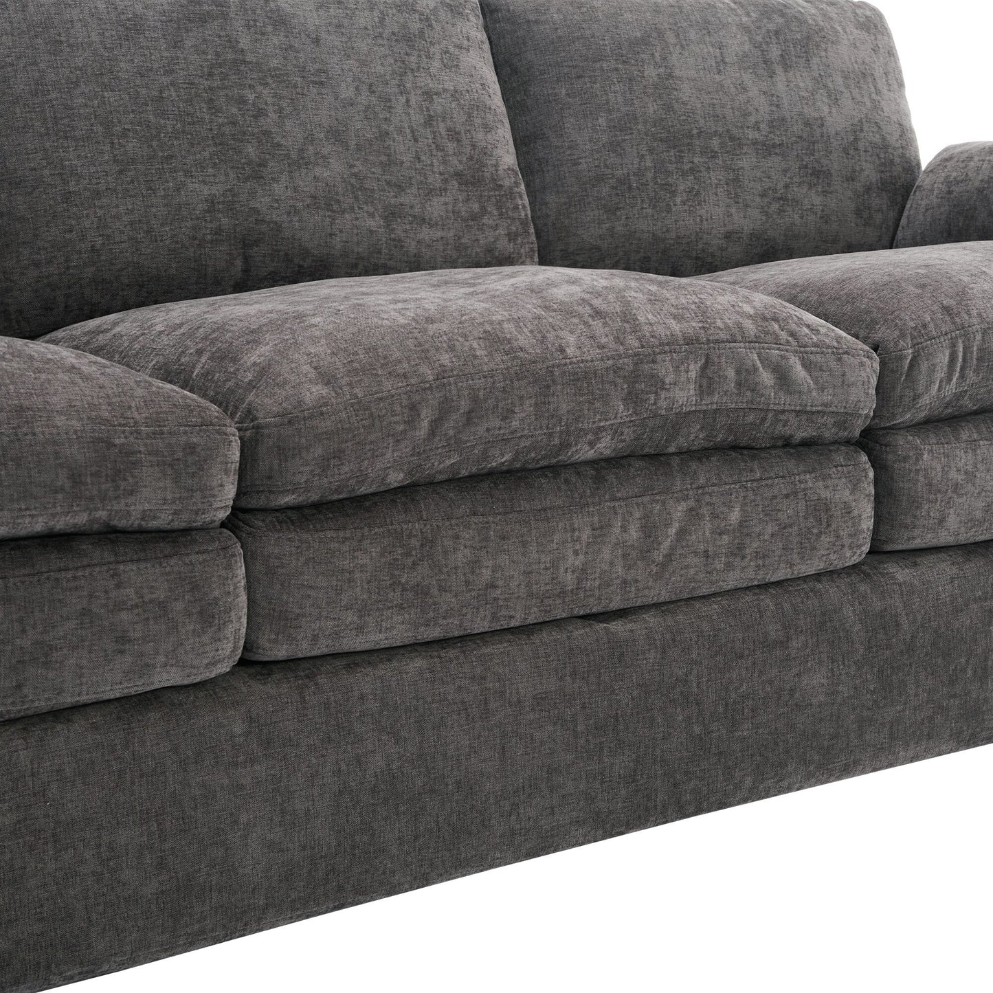 Modern Chenille Comfy Upholstered 3-Seat Sofa, Comfy Cloud 3-seater Sofa w2 Lumbar Pillow Plush Cushion Sofa Couch