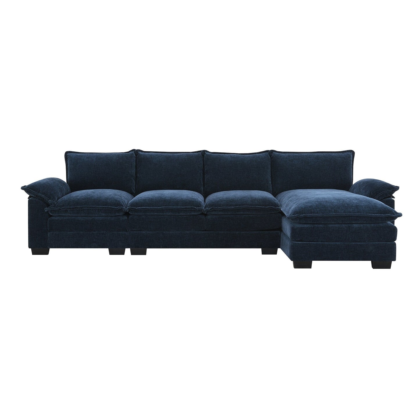 Modern Chenille Sectional Sofa With Double Cushions,Storage Pockets,Upholstered,L-Shaped Cloud Couch With Reversible Chaise