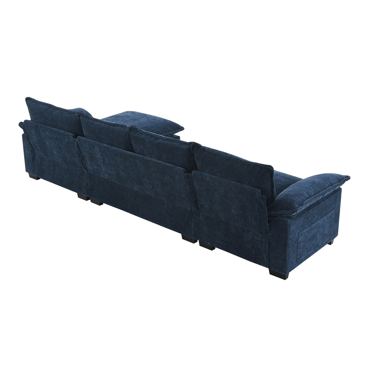 Modern Chenille Sectional Sofa With Double Cushions,Storage Pockets,Upholstered,L-Shaped Cloud Couch With Reversible Chaise