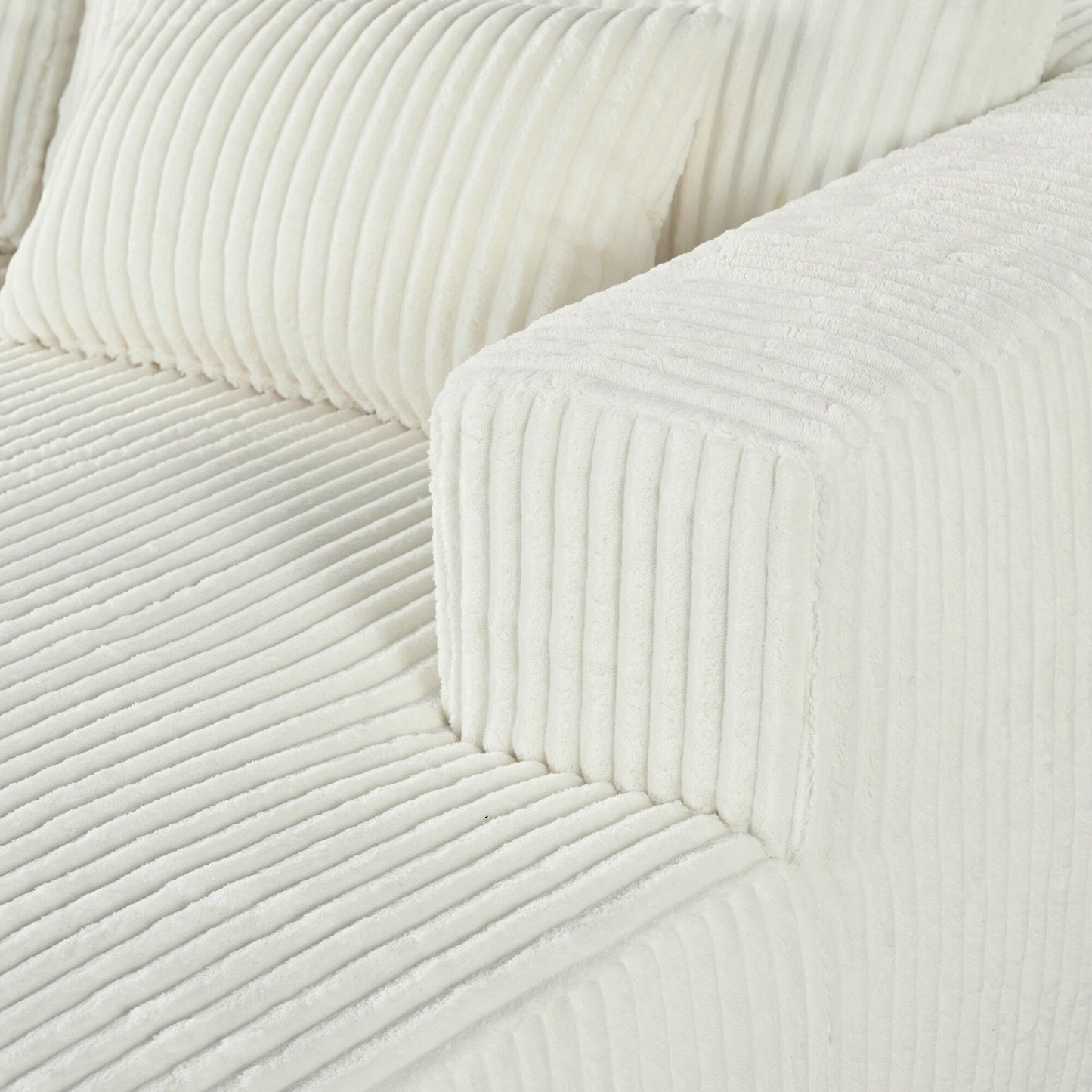 Modern Convertible Corduroy Loveseat Sofa Bed Wide Armrest Sofa with 2 Pillows for Living Room Apartment
