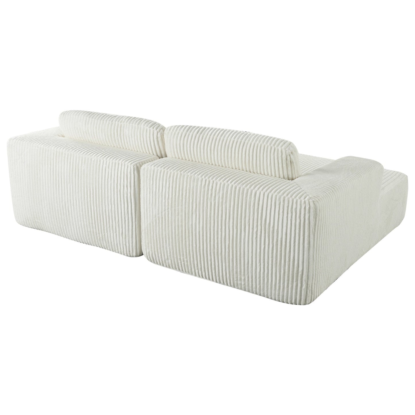 Modern Convertible Corduroy Loveseat Sofa Bed Wide Armrest Sofa with 2 Pillows for Living Room Apartment