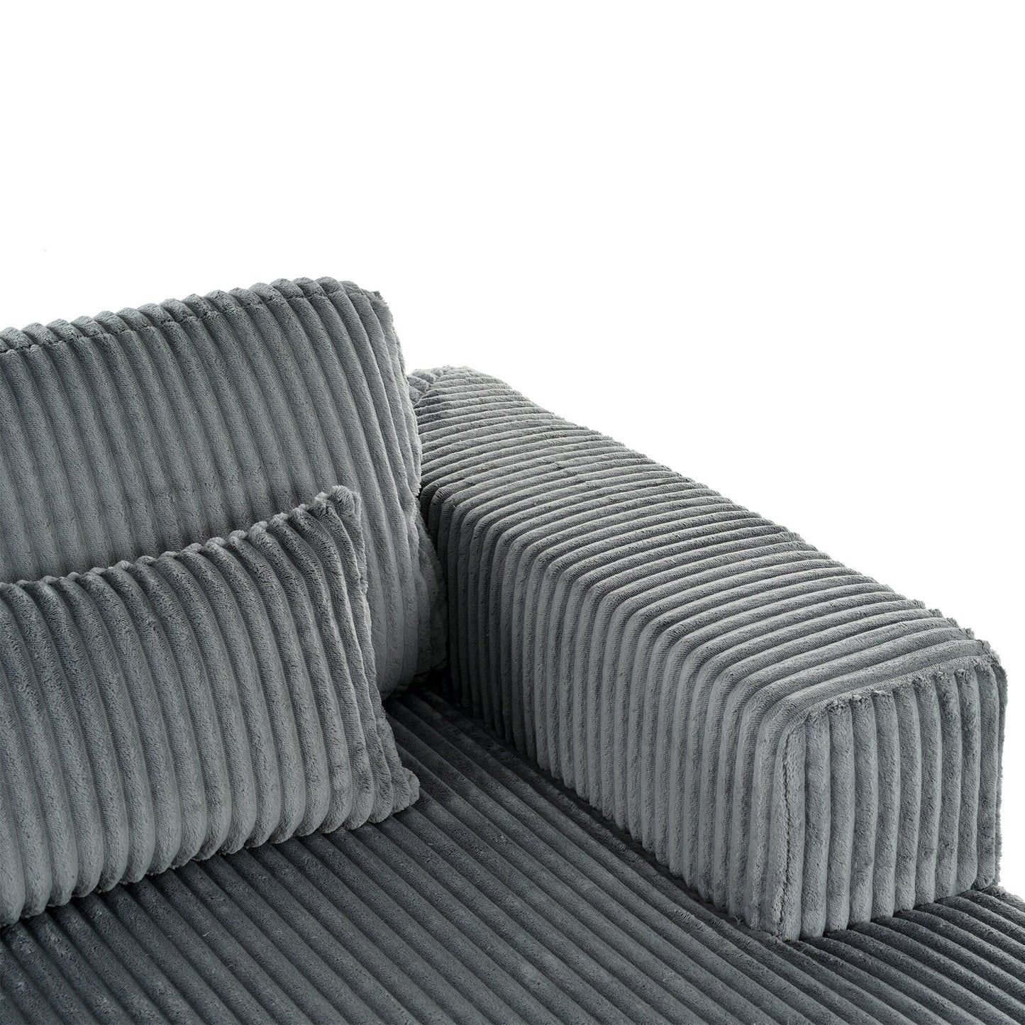 Modern Convertible Corduroy Loveseat Sofa Bed Wide Armrest Sofa with 2 Pillows for Living Room Apartment