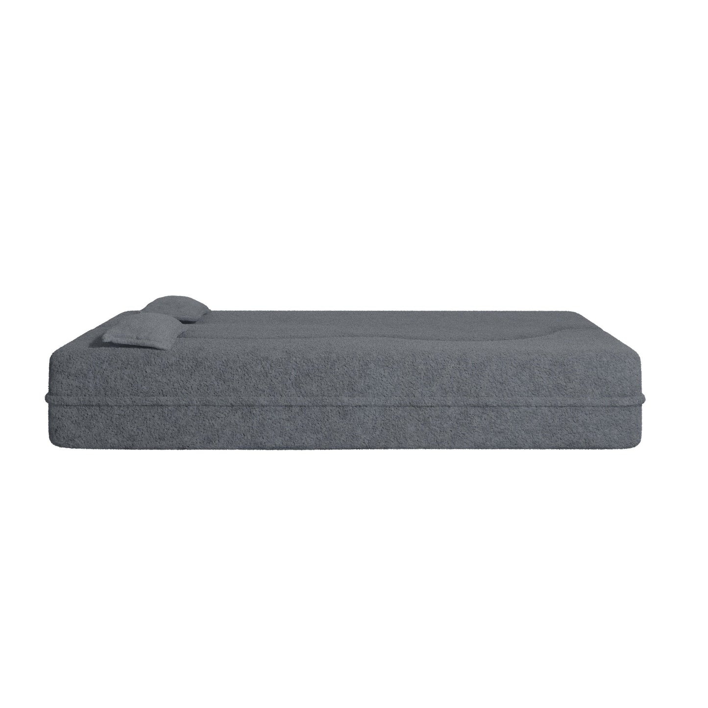 Modern Convertible Teddy Fabric Foam-Filled Sleeper Sofa Bed with 2 Pillows