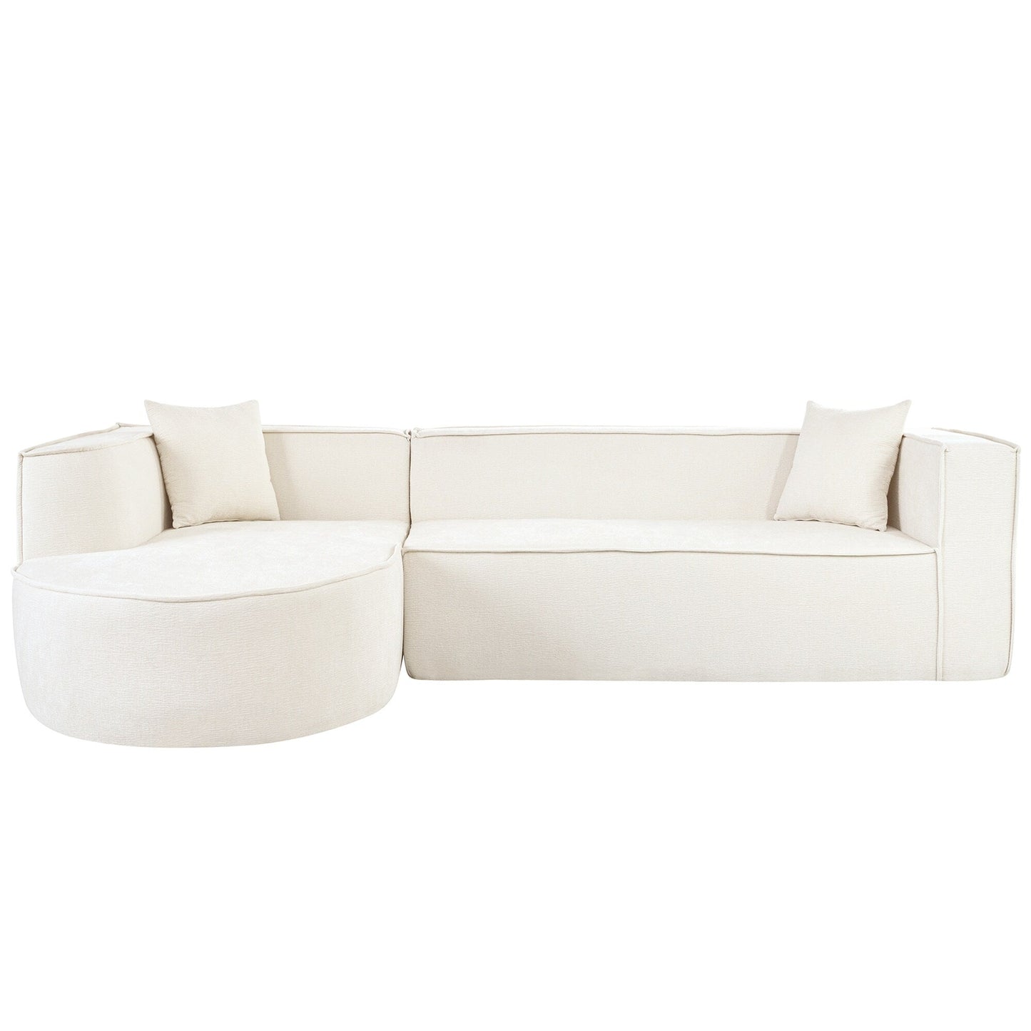 Modern Curved Chenille Sectional Sofa Modular L-Shaped Couch with 2 Pillows for Living Room Study