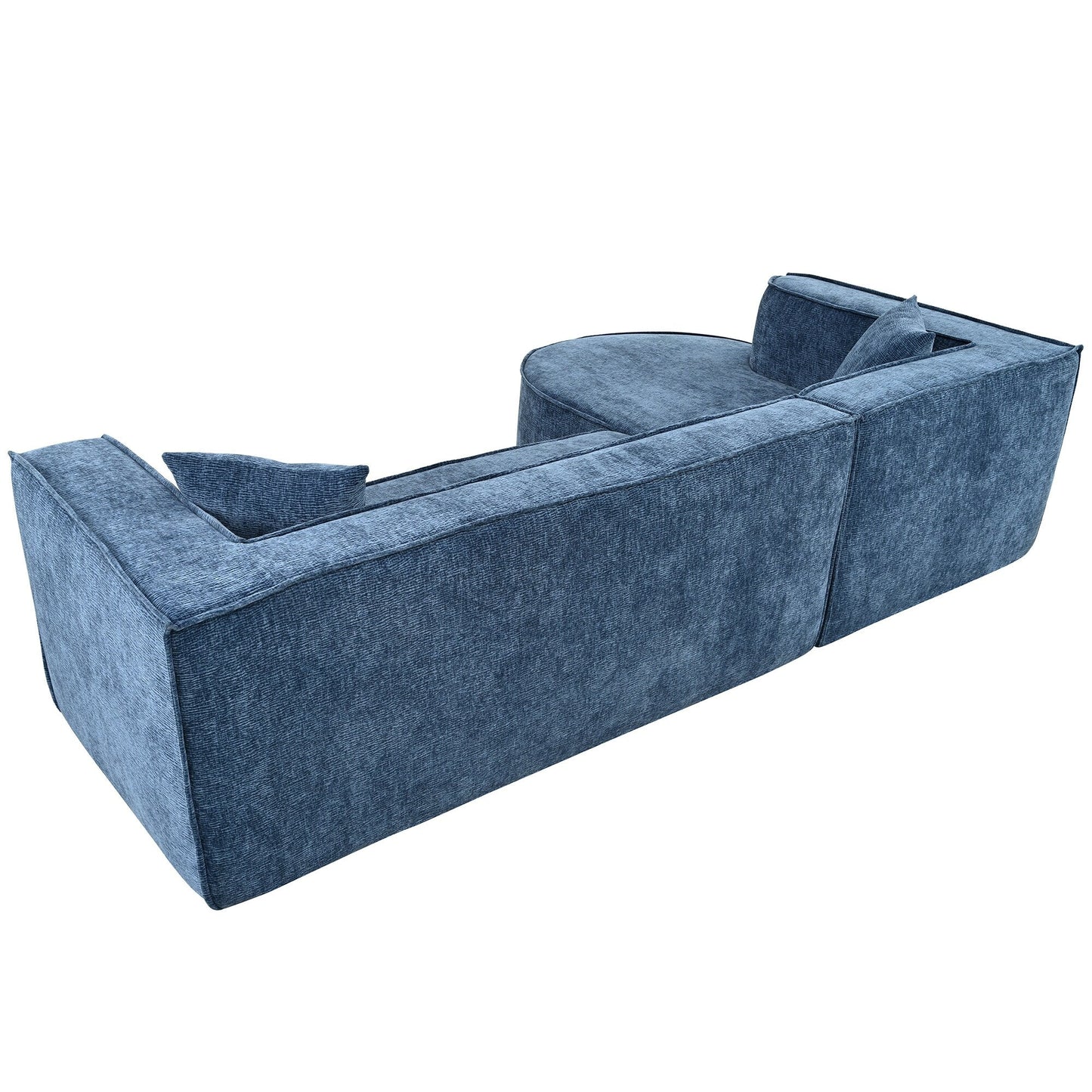 Modern Curved Chenille Sectional Sofa Modular L-Shaped Couch with 2 Pillows for Living Room Study