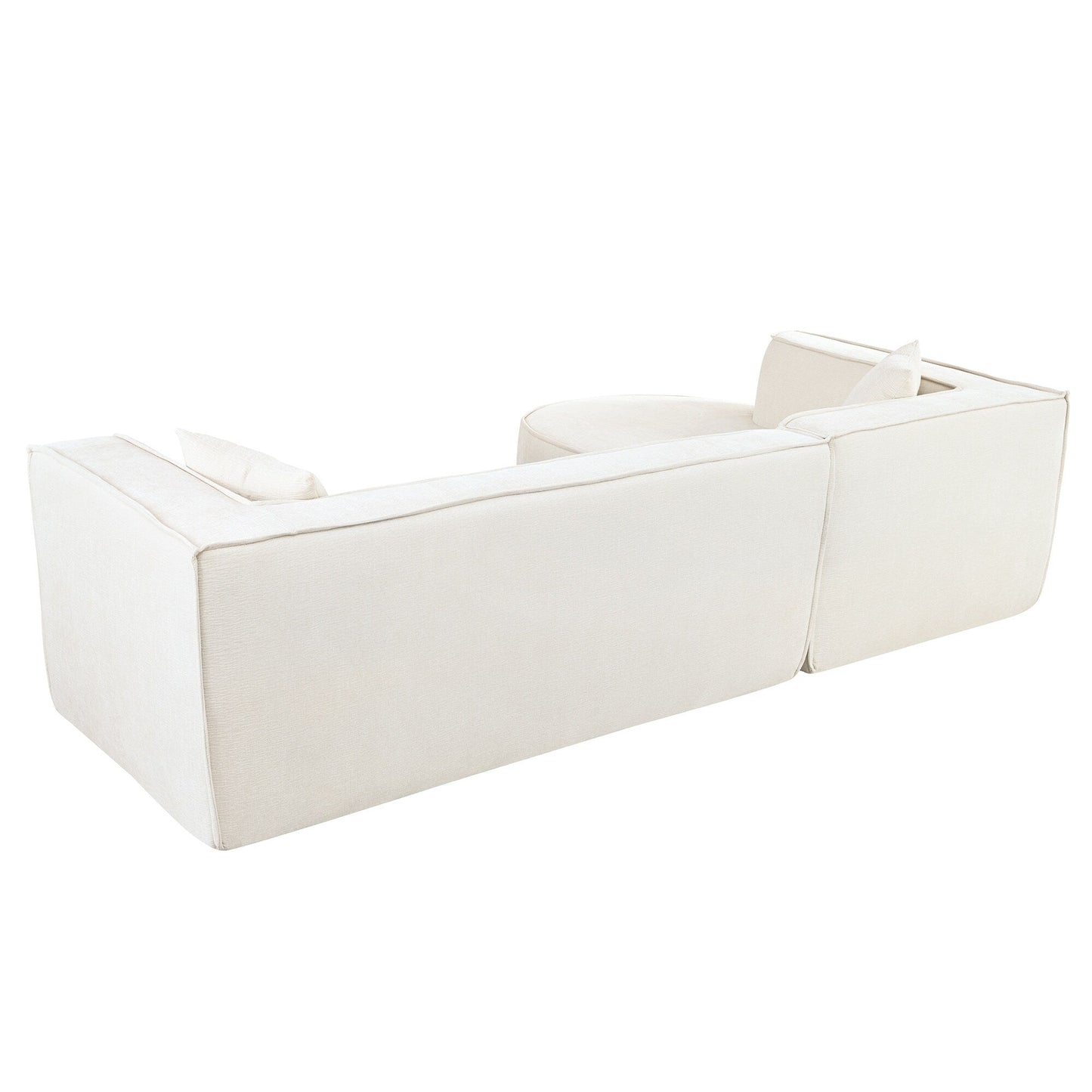 Modern Curved Chenille Sectional Sofa Modular L-Shaped Couch with 2 Pillows for Living Room Study