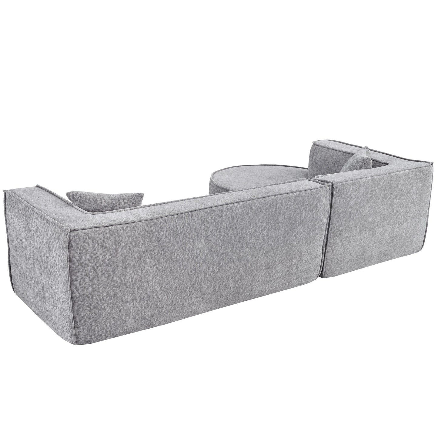 Modern Curved Chenille Sectional Sofa Modular L-Shaped Couch with 2 Pillows for Living Room Study