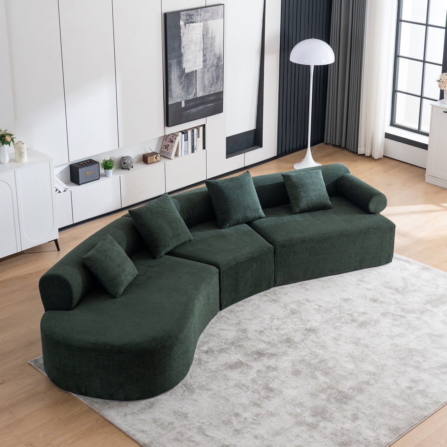 Modern Curved Memory Foam Deep Seat Couch Sofa