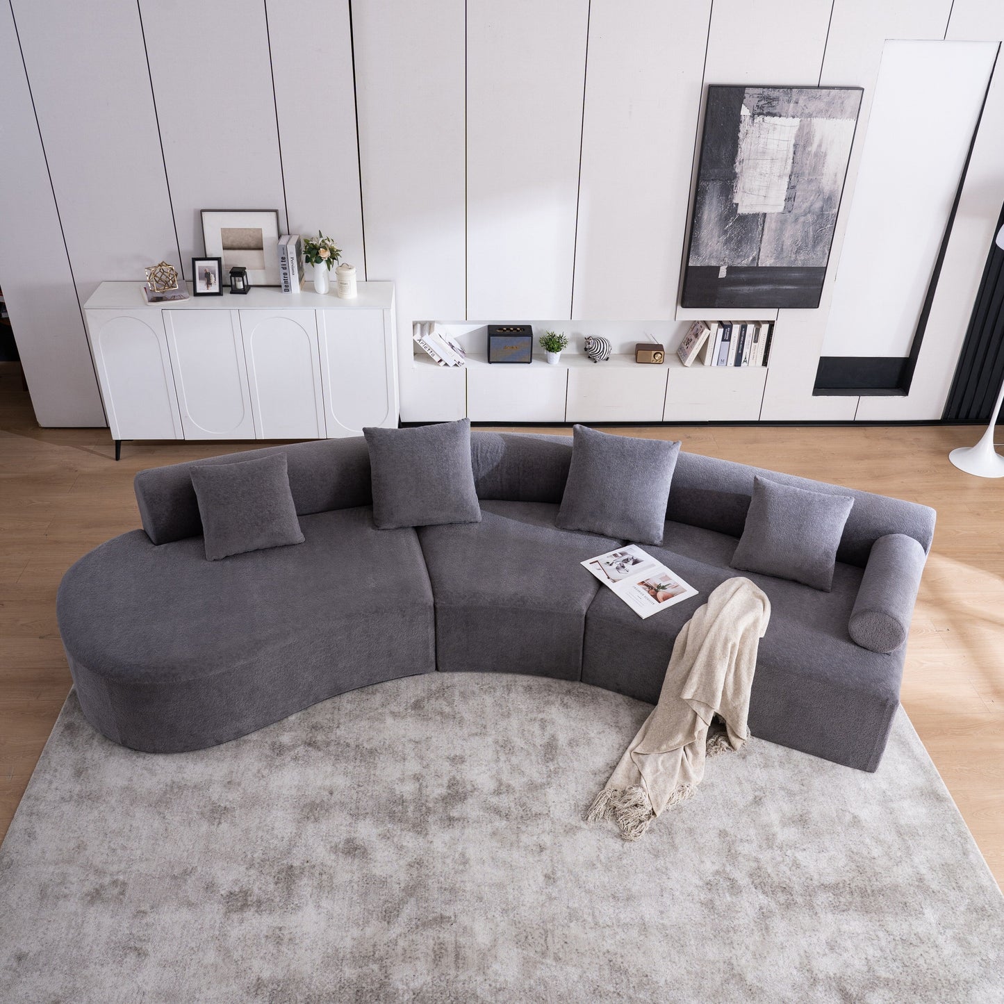 Modern Curved Memory Foam Deep Seat Couch Sofa