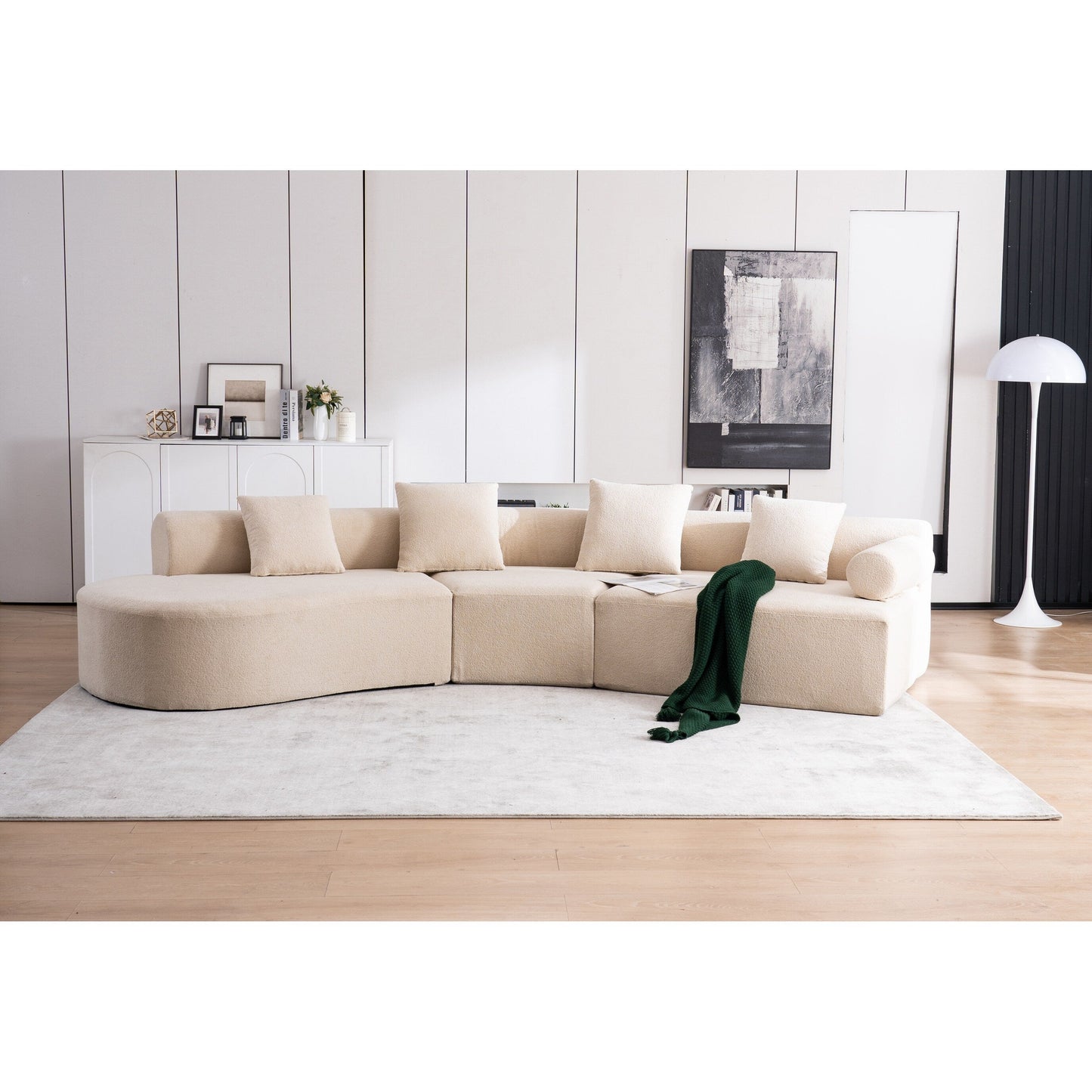 Modern Curved Memory Foam Deep Seat Couch Sofa