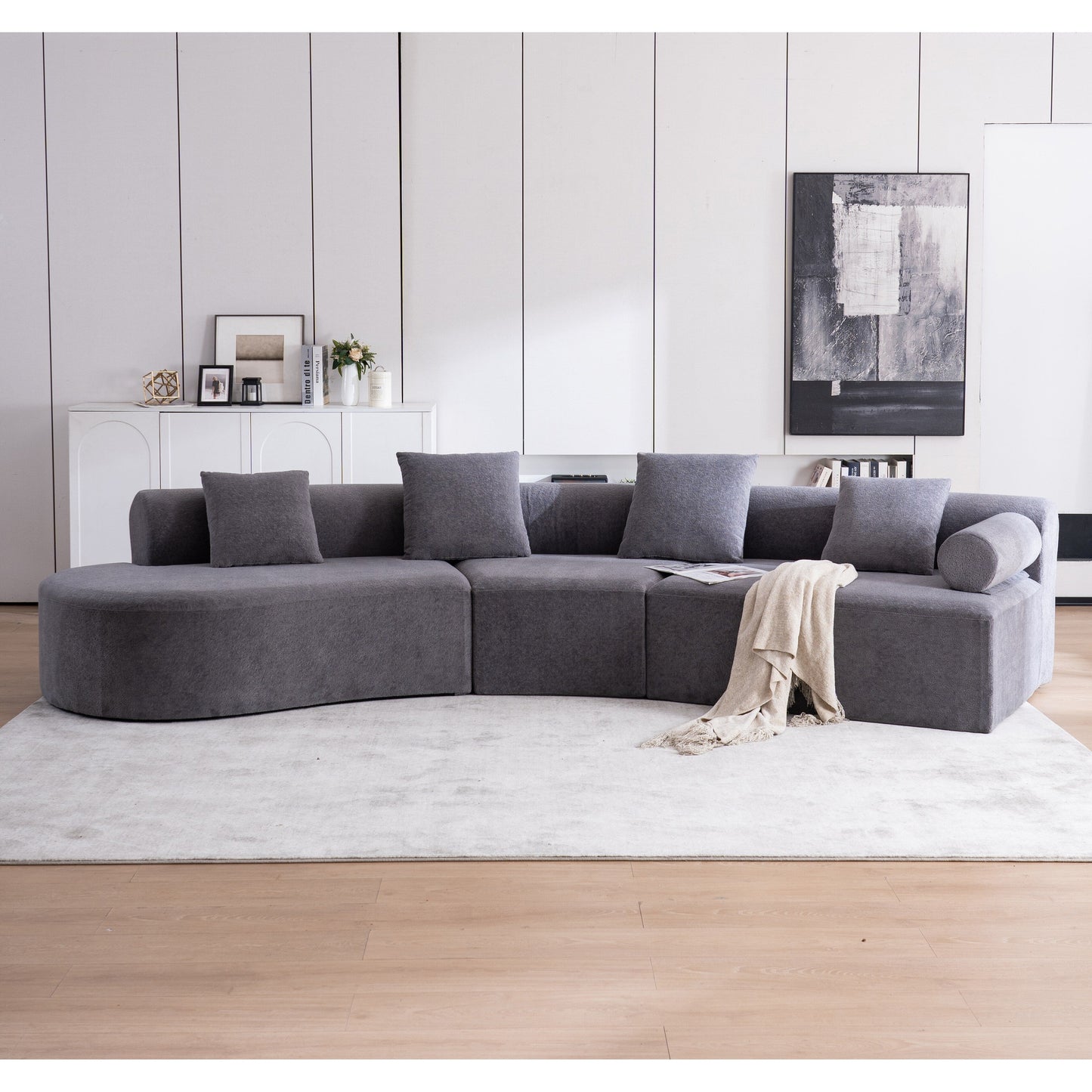 Modern Curved Memory Foam Deep Seat Couch Sofa