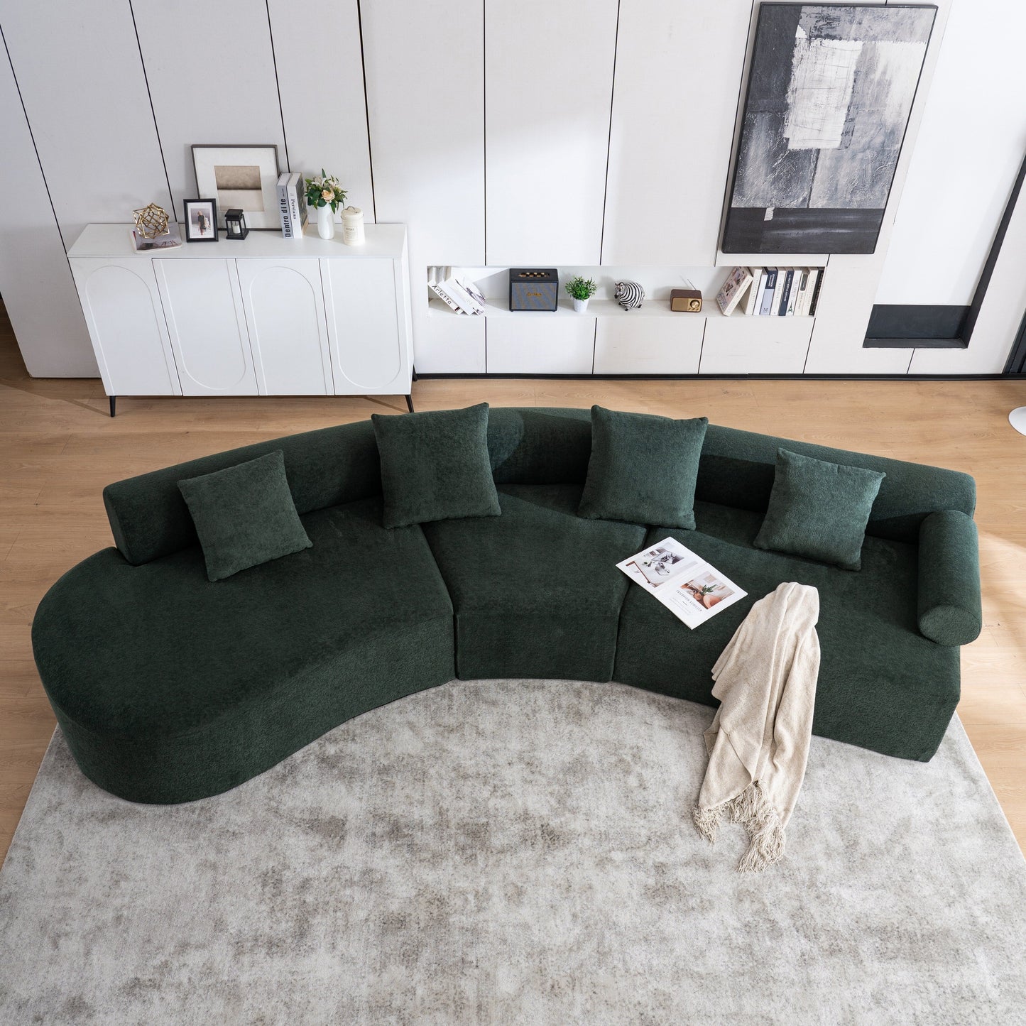 Modern Curved Memory Foam Deep Seat Couch Sofa