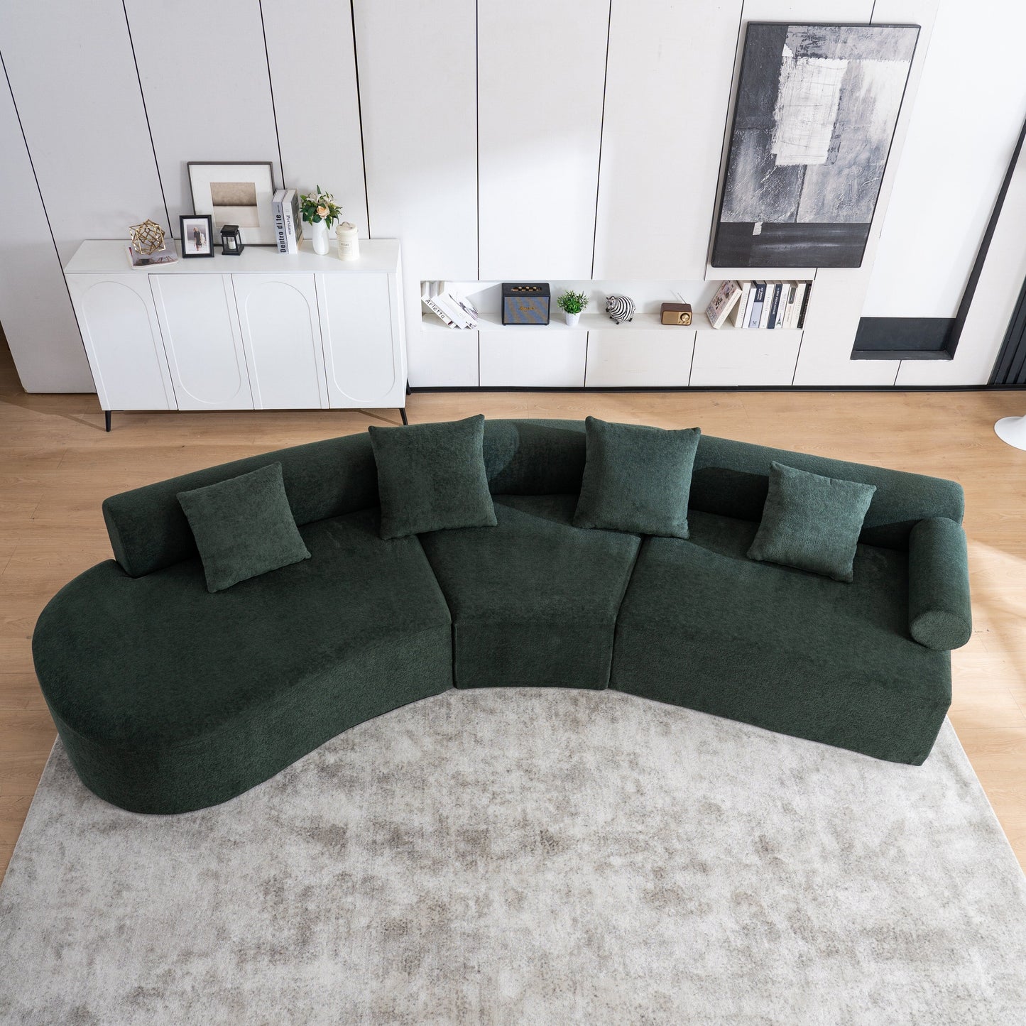 Modern Curved Memory Foam Deep Seat Couch Sofa