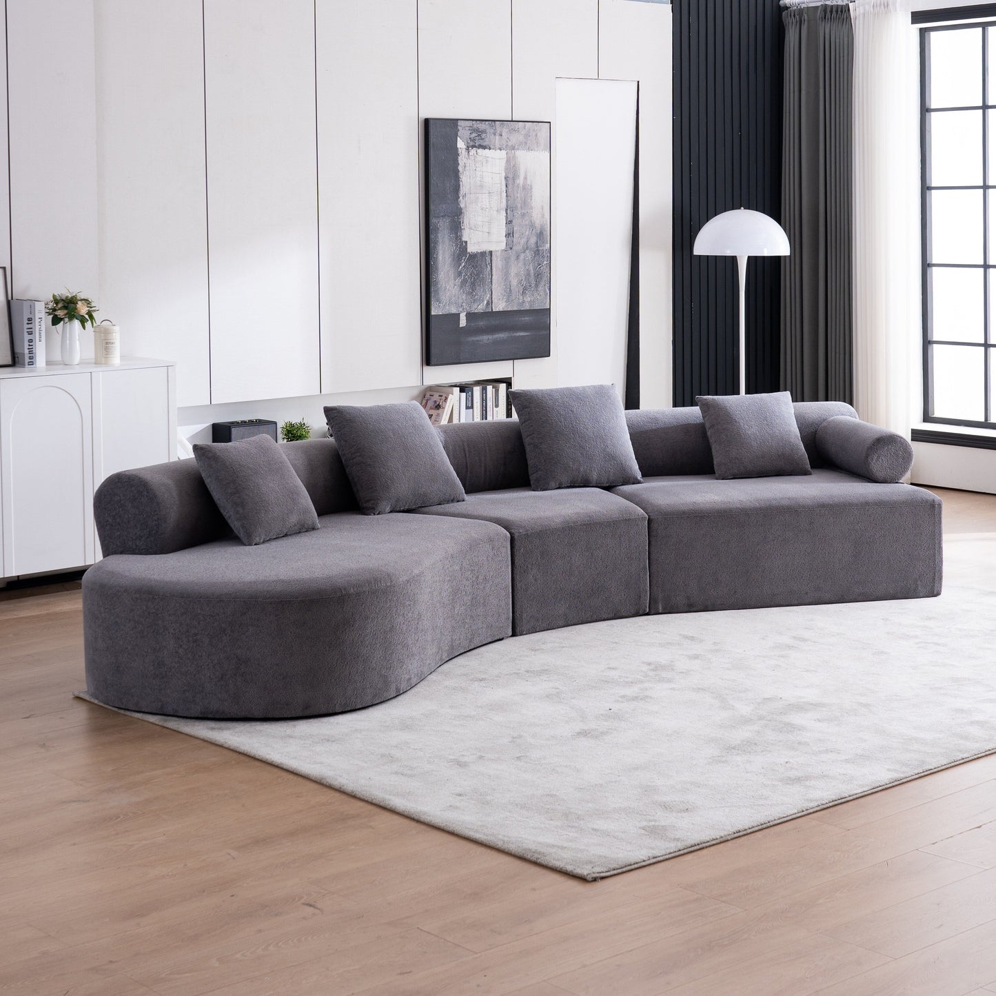 Modern Curved Memory Foam Deep Seat Couch Sofa