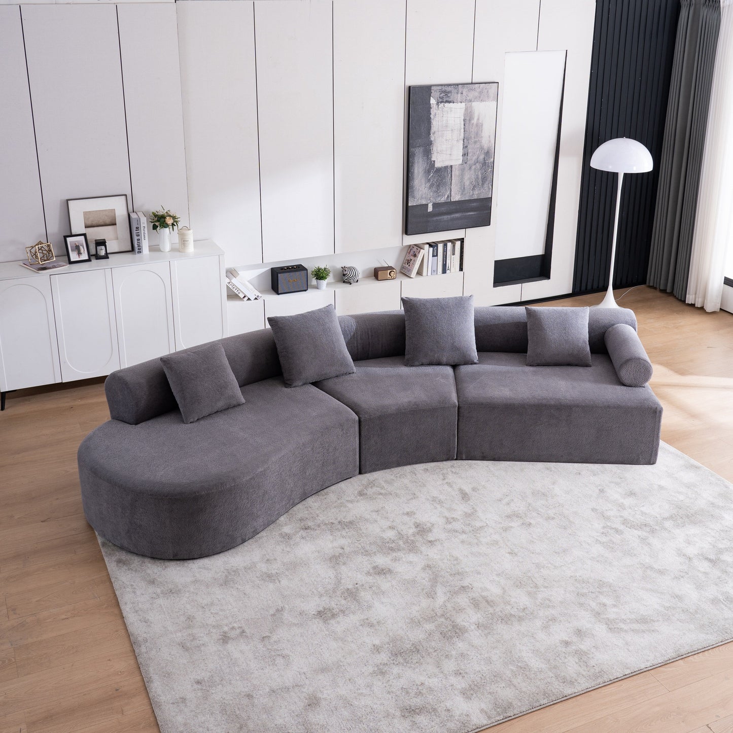 Modern Curved Memory Foam Deep Seat Couch Sofa