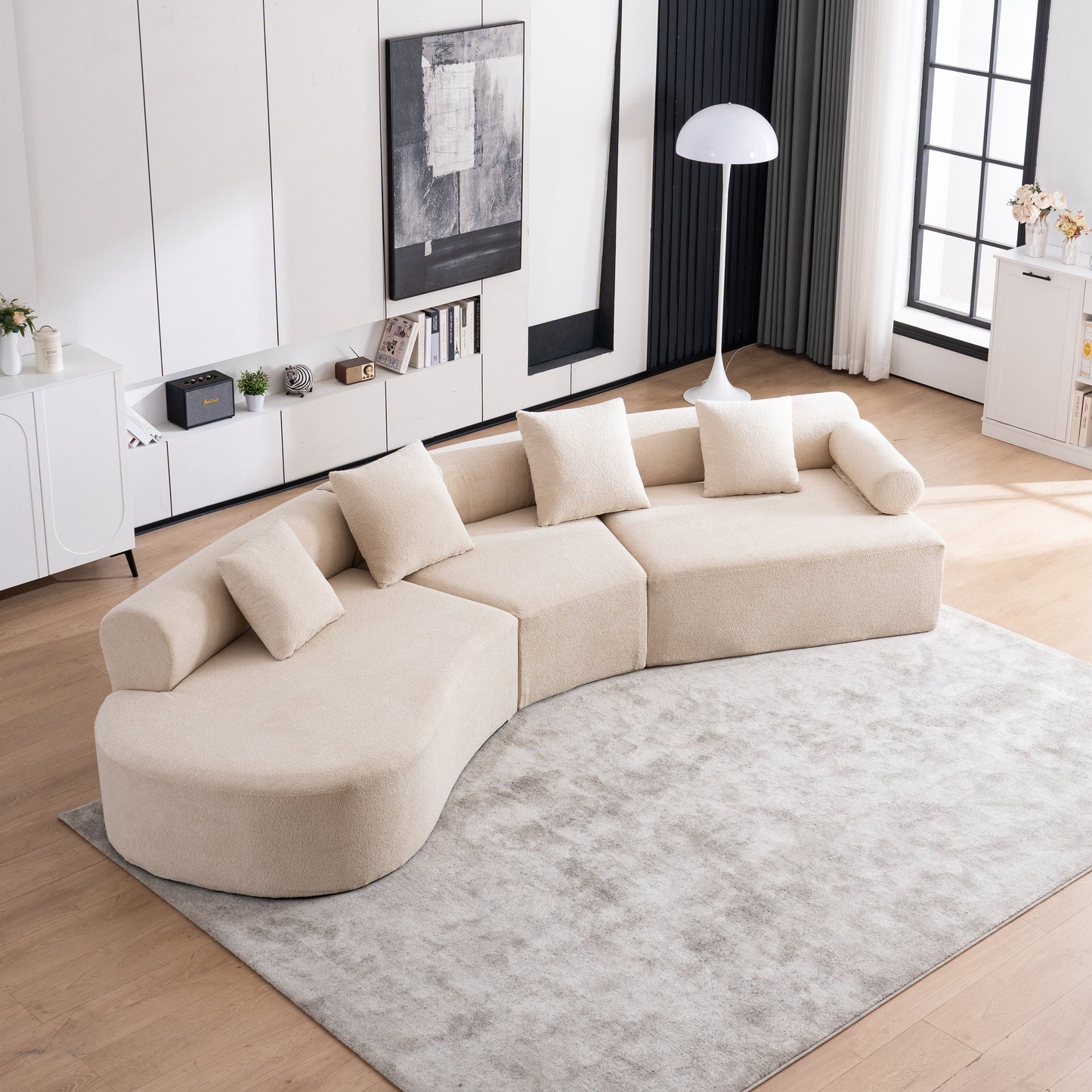 Modern Curved Memory Foam Deep Seat Couch Sofa